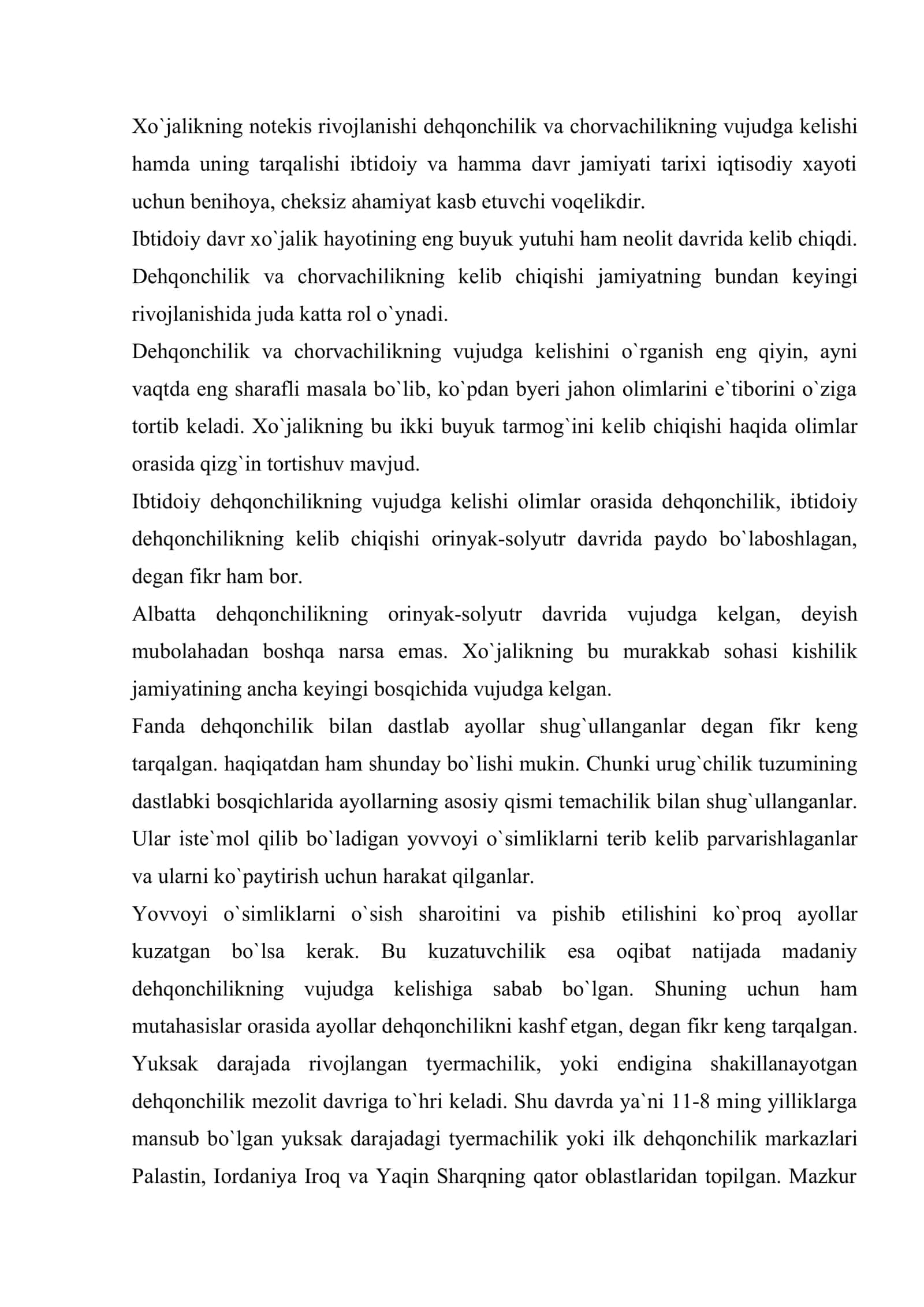 Ibtidoyi jamiyatda dehqonchilik va chorvachilik 2