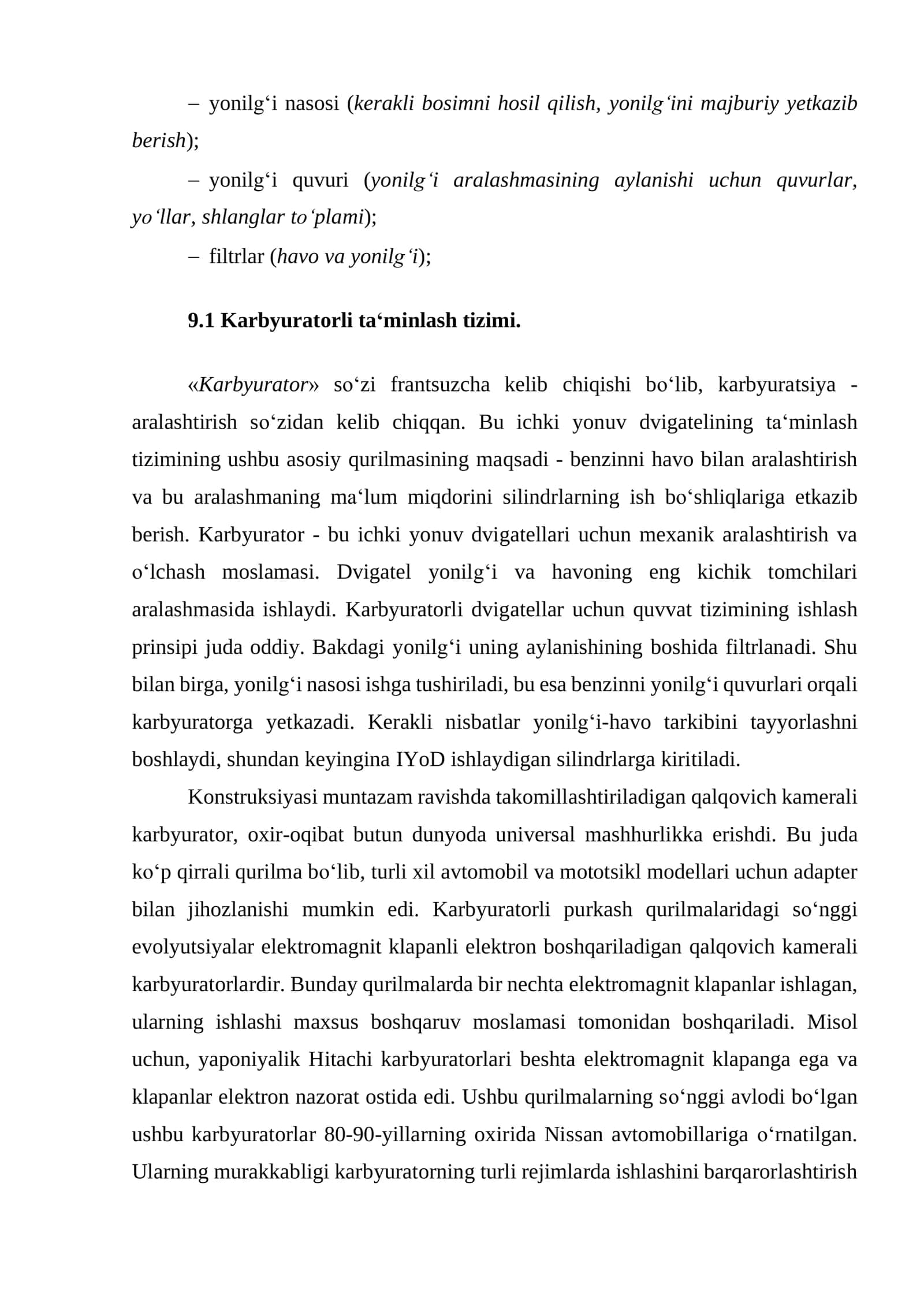 BЕNZINLI DVIGАTЕLLАRNING TА‘MINLАSH TIZIMI 2