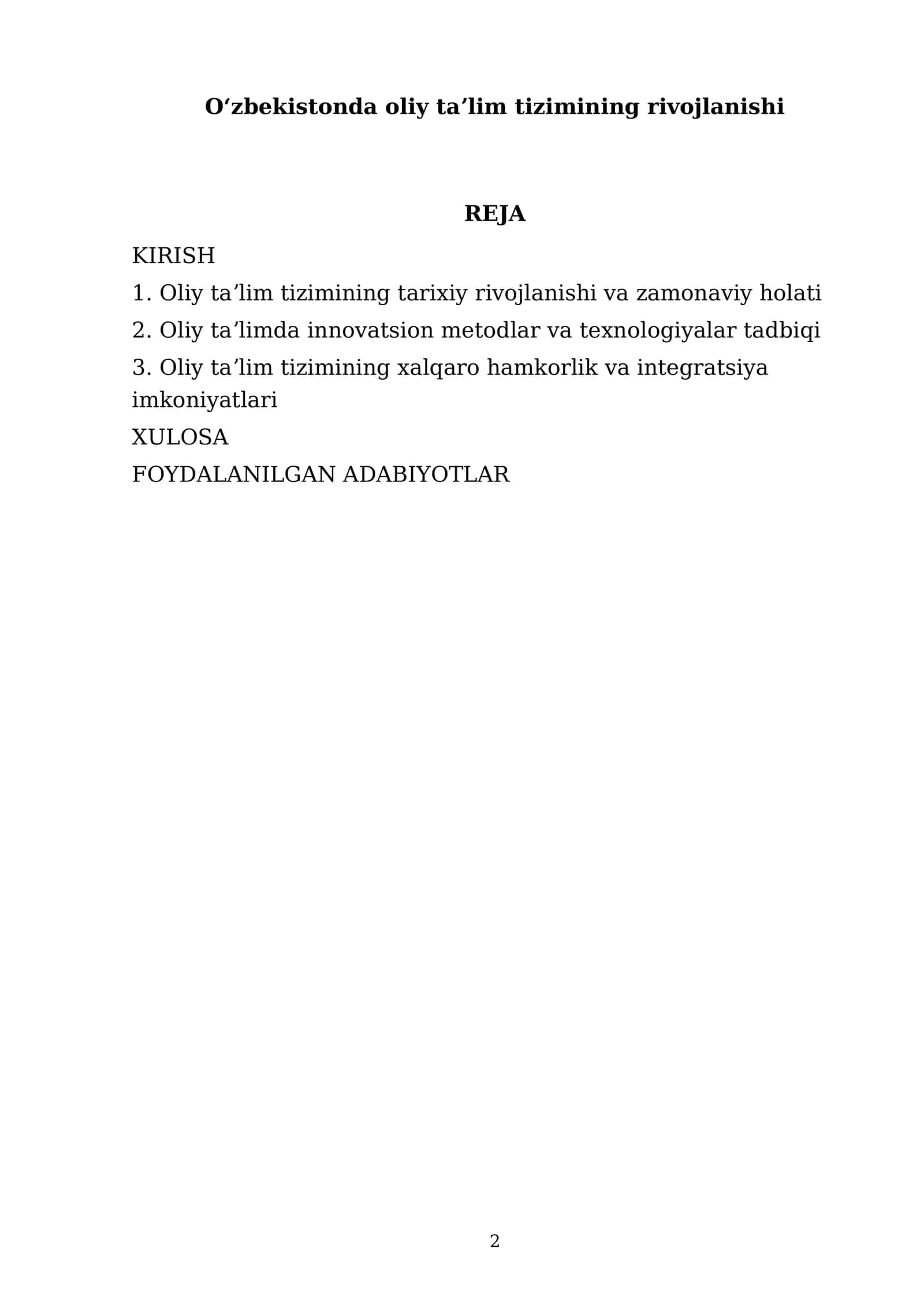 Oʻzbekistonda oliy taʼlim tizimining rivojlanishi 2