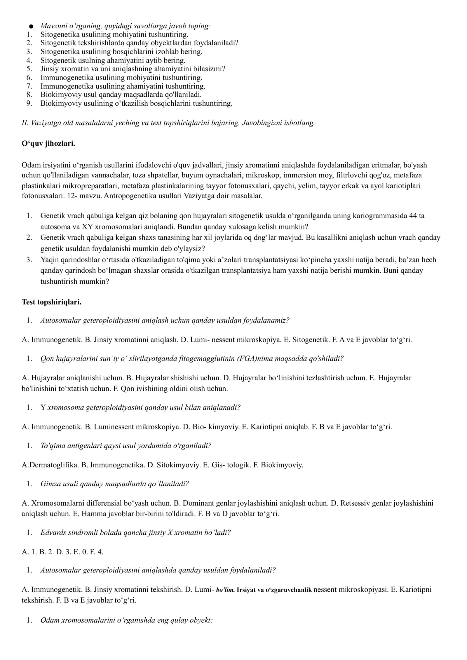 Odam genetikasini oʻrganish usullari 2