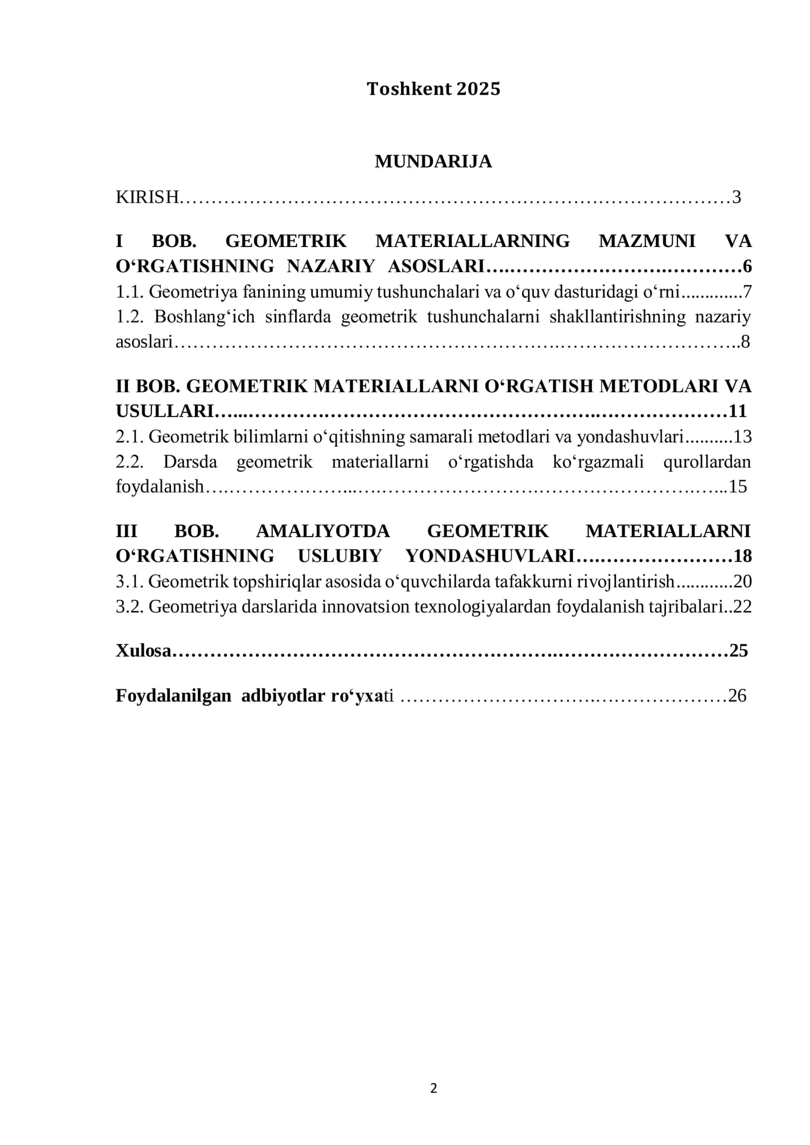 GEOMETRIK MATERIALLARNI OʻRGATISH METODIKASI 2