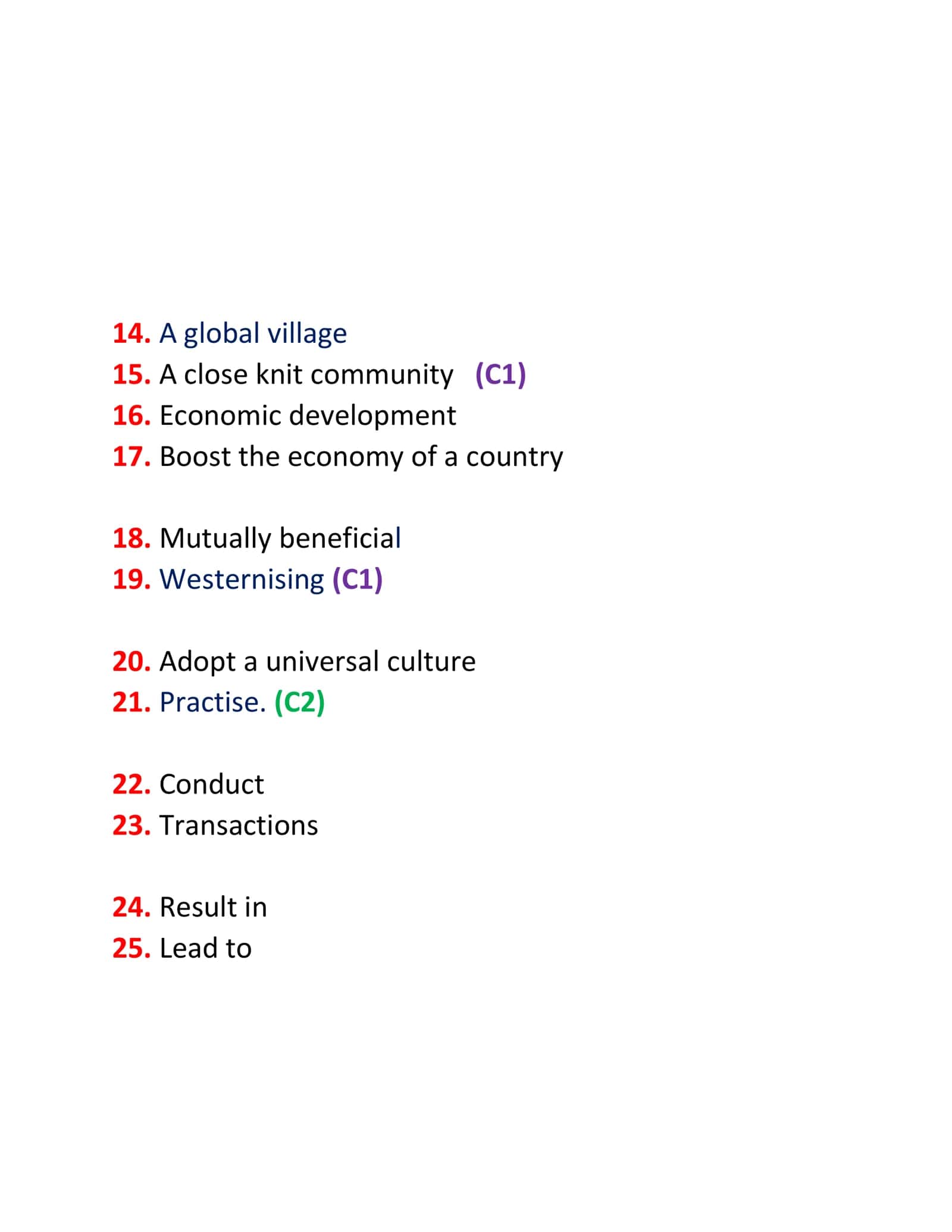 Topic vocabulary "Globalisation" 2