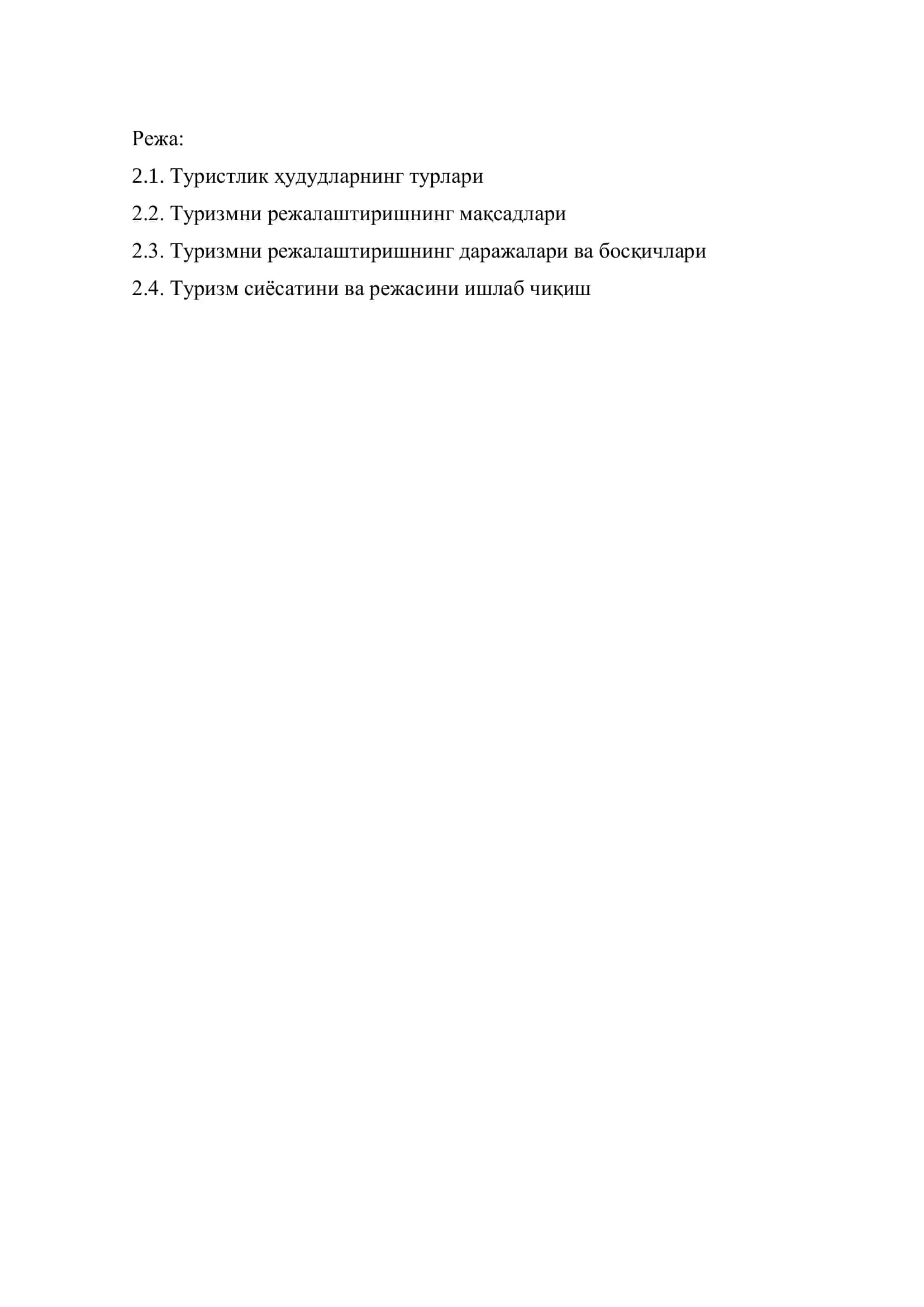 Туризмни режалаштиришнинг тамойиллари 2