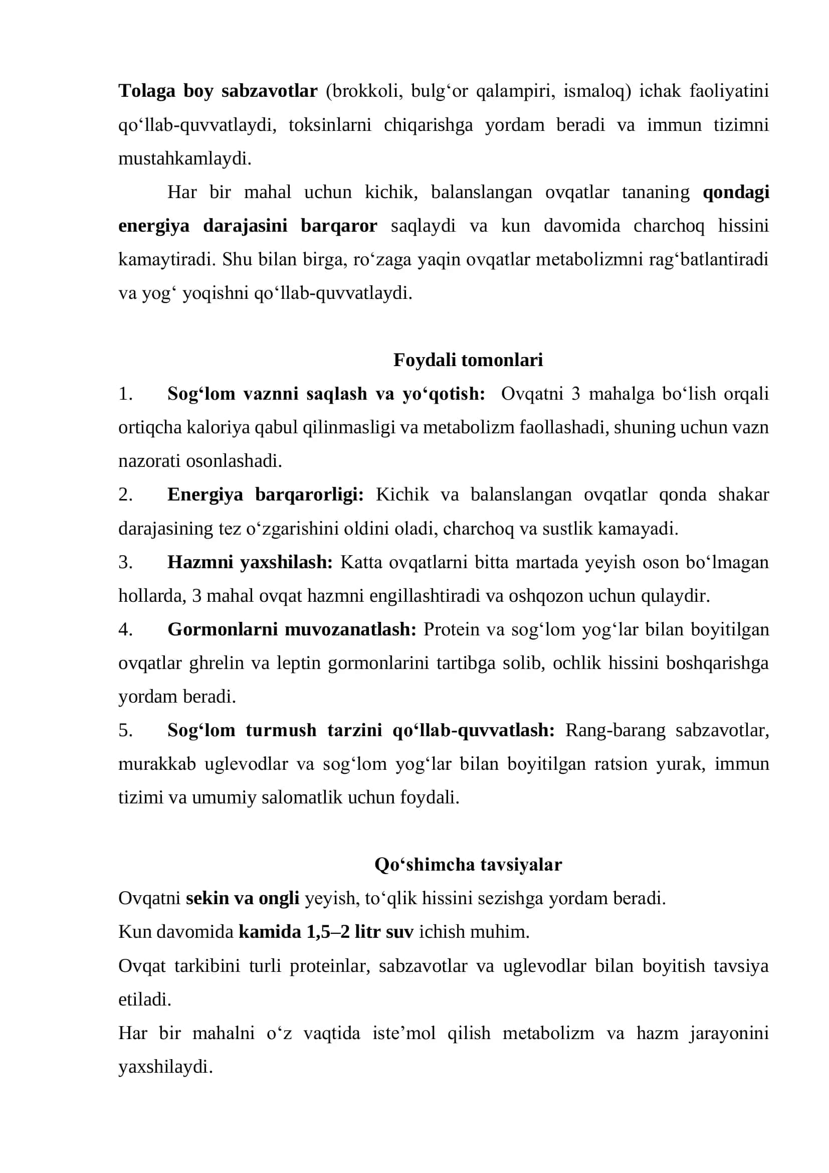 BIR KUNLIK OVQAT RATSIONI 2