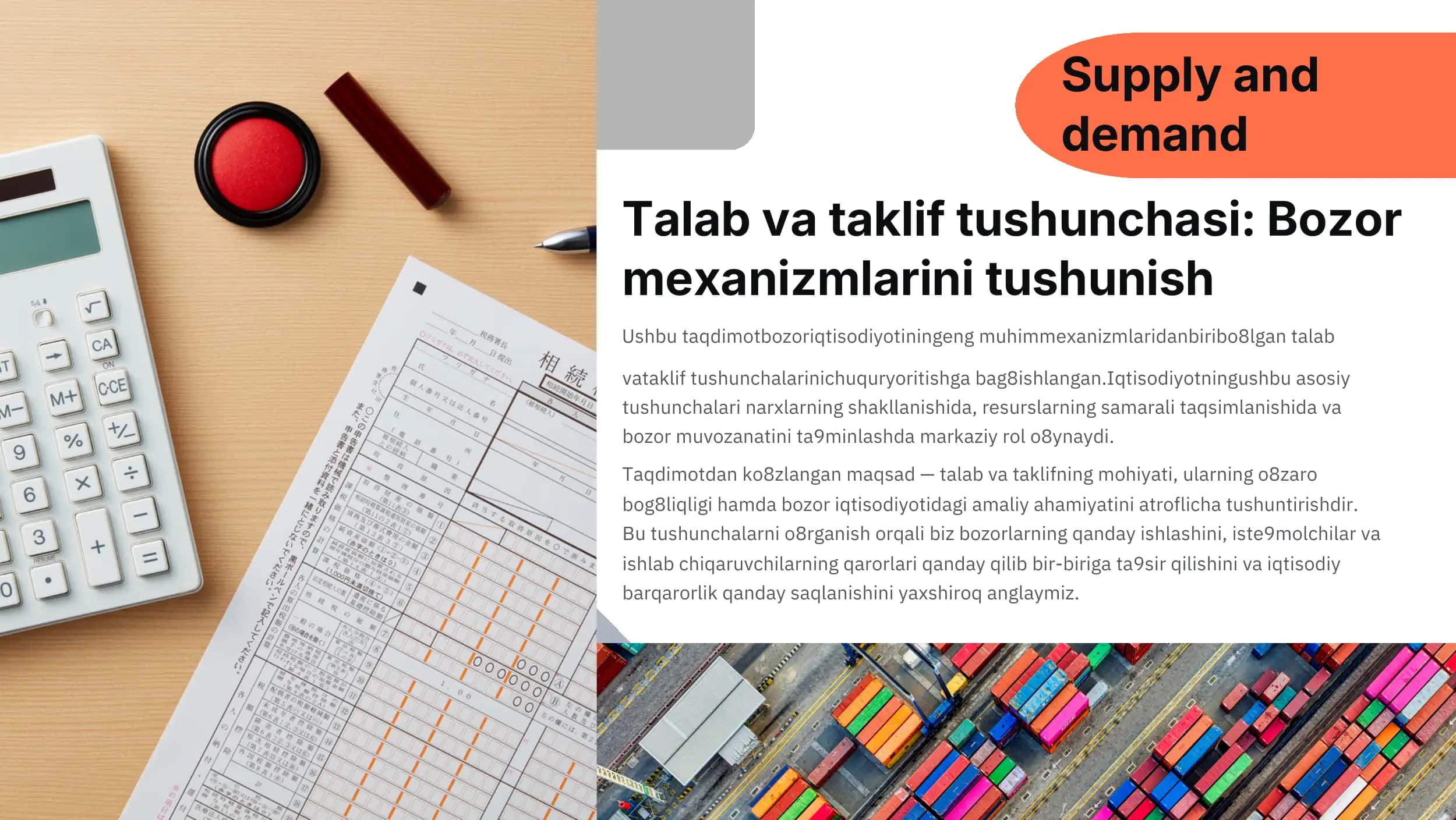 Talab va taklif tushunchasi va bozor mexanizmining shakllanishi 2