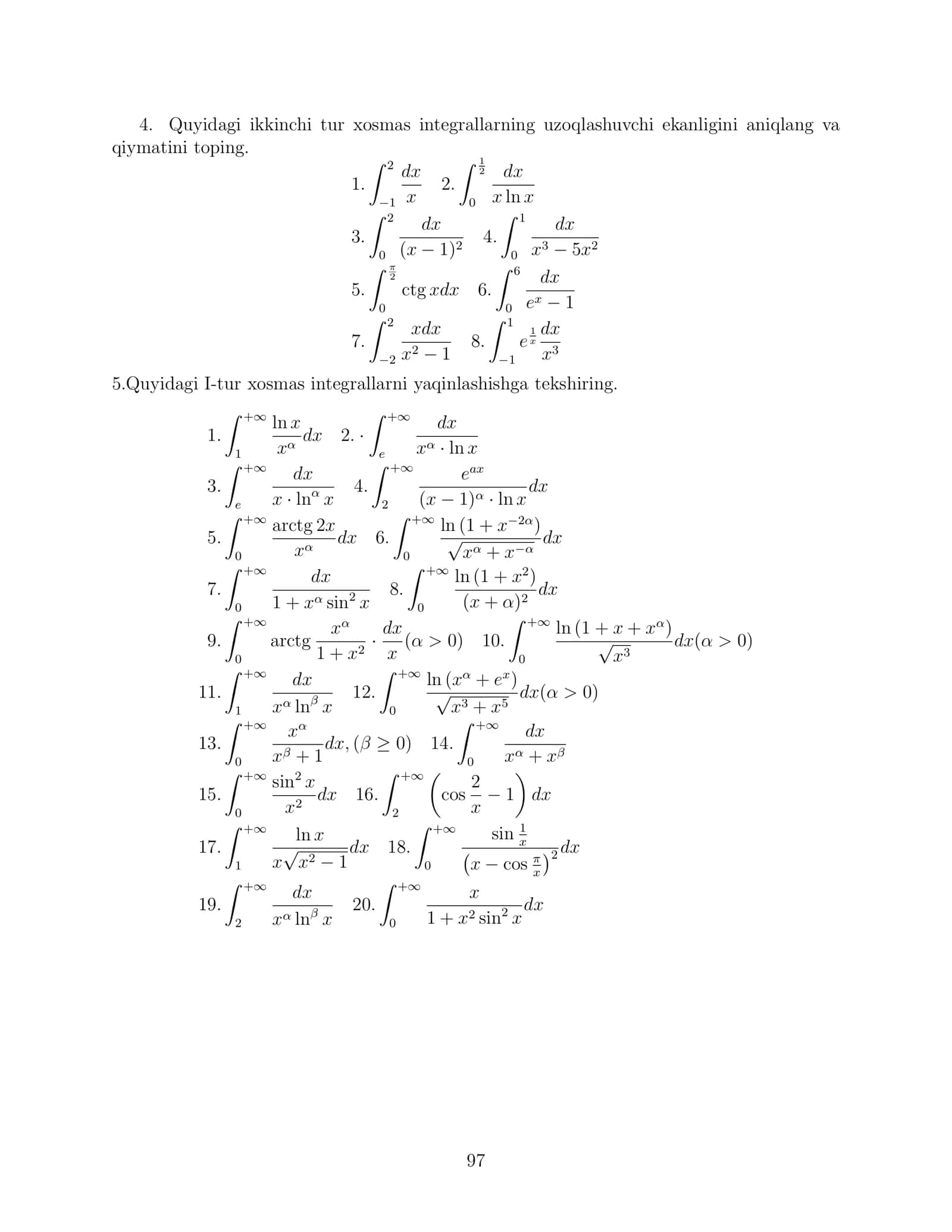 19-amaliy mashg’ulot.Xosmas integrallar 2