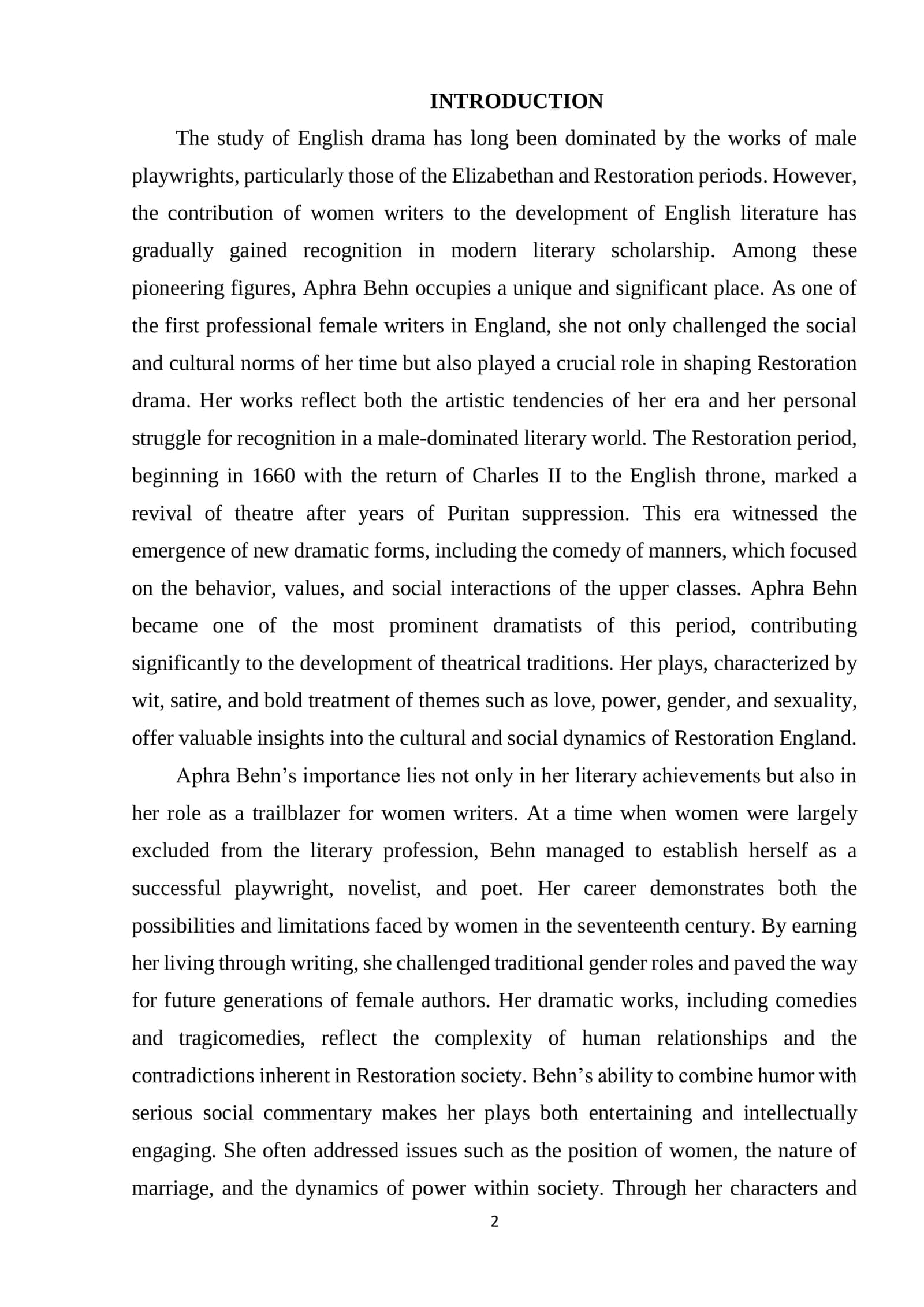 APHRA BEHN’S CONTRIBUTION TO ENGLISH DRAMA 2