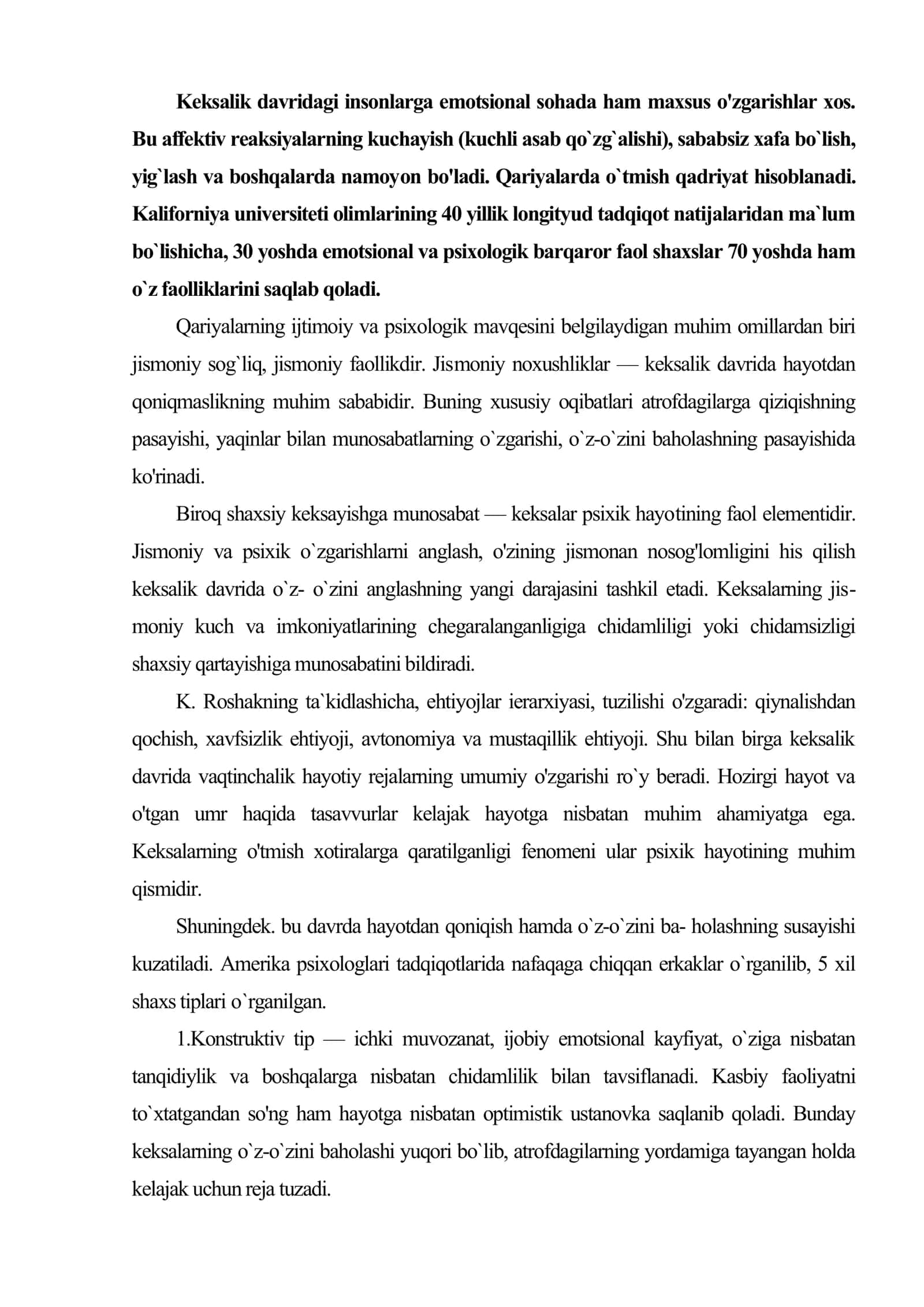 Keksalik davrida psixik funksiyalar funksiyalashuvdagi o`zgarishlar 2