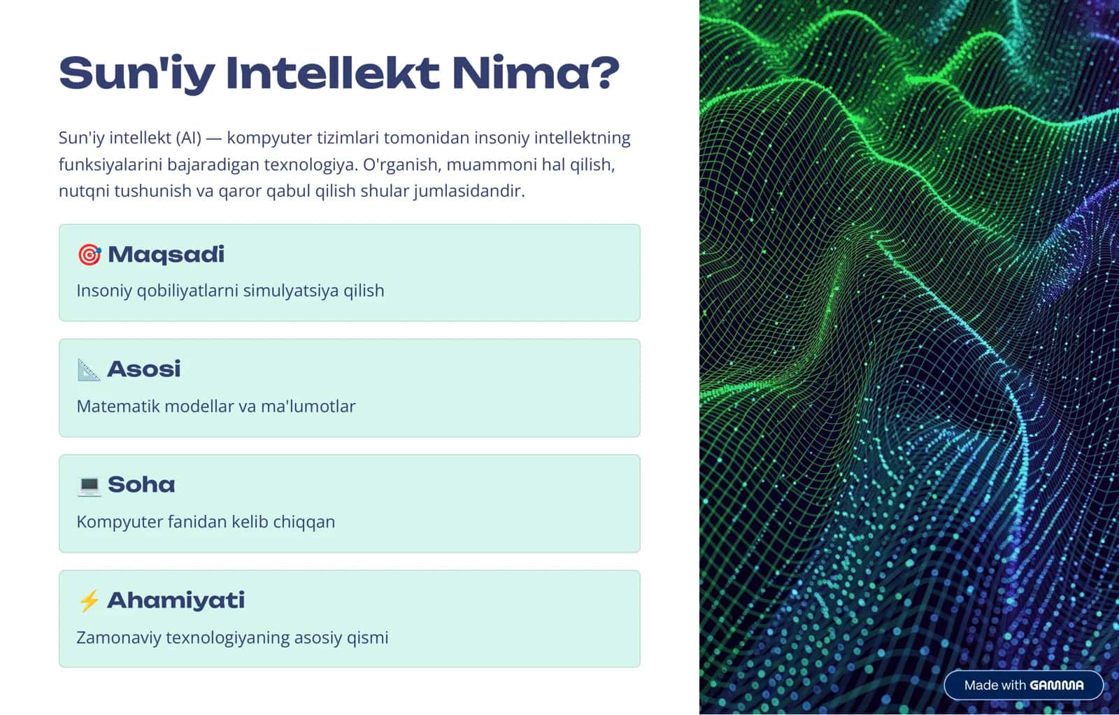Sun'iy Intellekt va Uning Kelajagi Bakalavr talabalari uchun kirish kursi 2