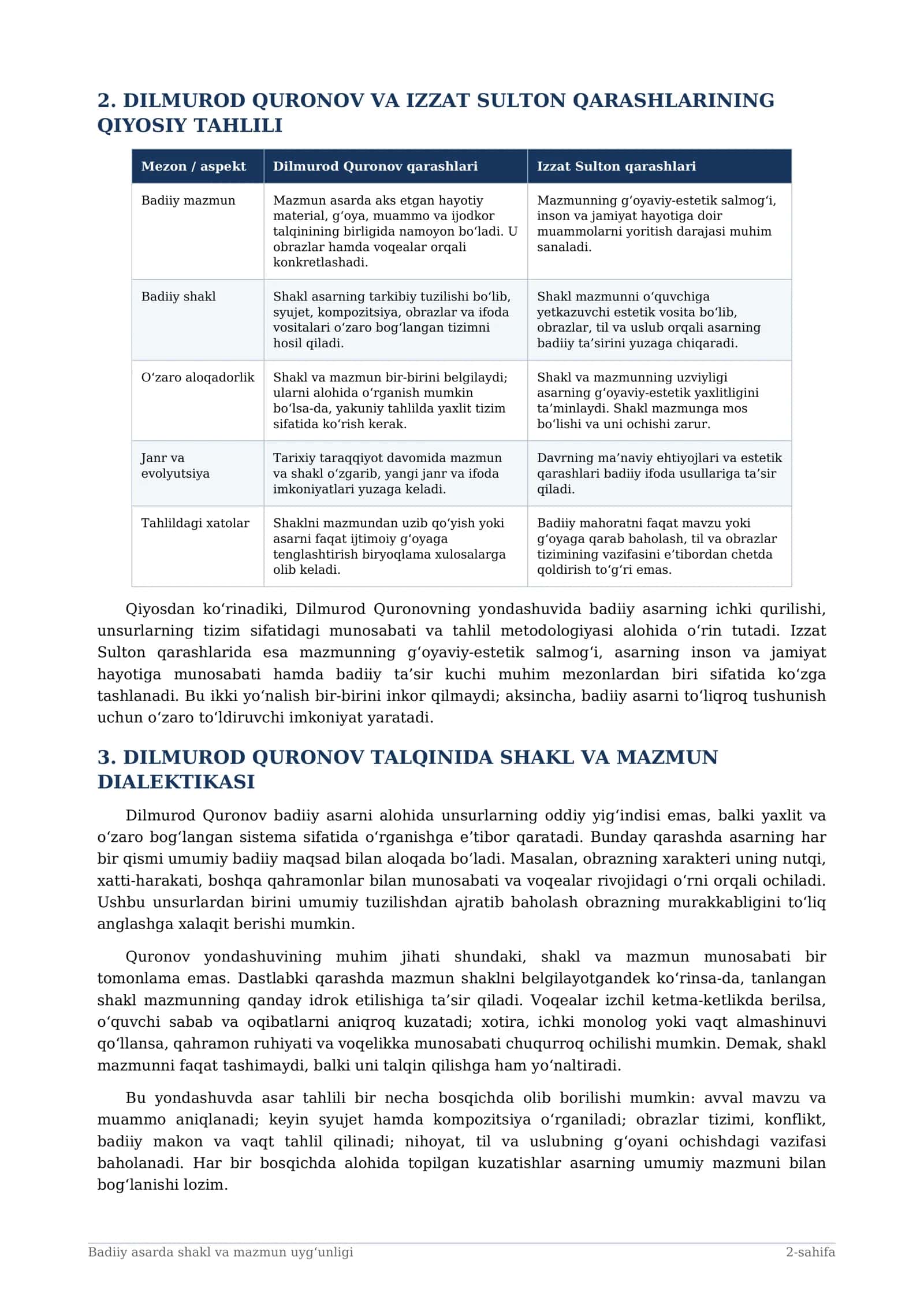 BADIIY ASARDA SHAKL VA MAZMUN UYG‘UNLIGI 2