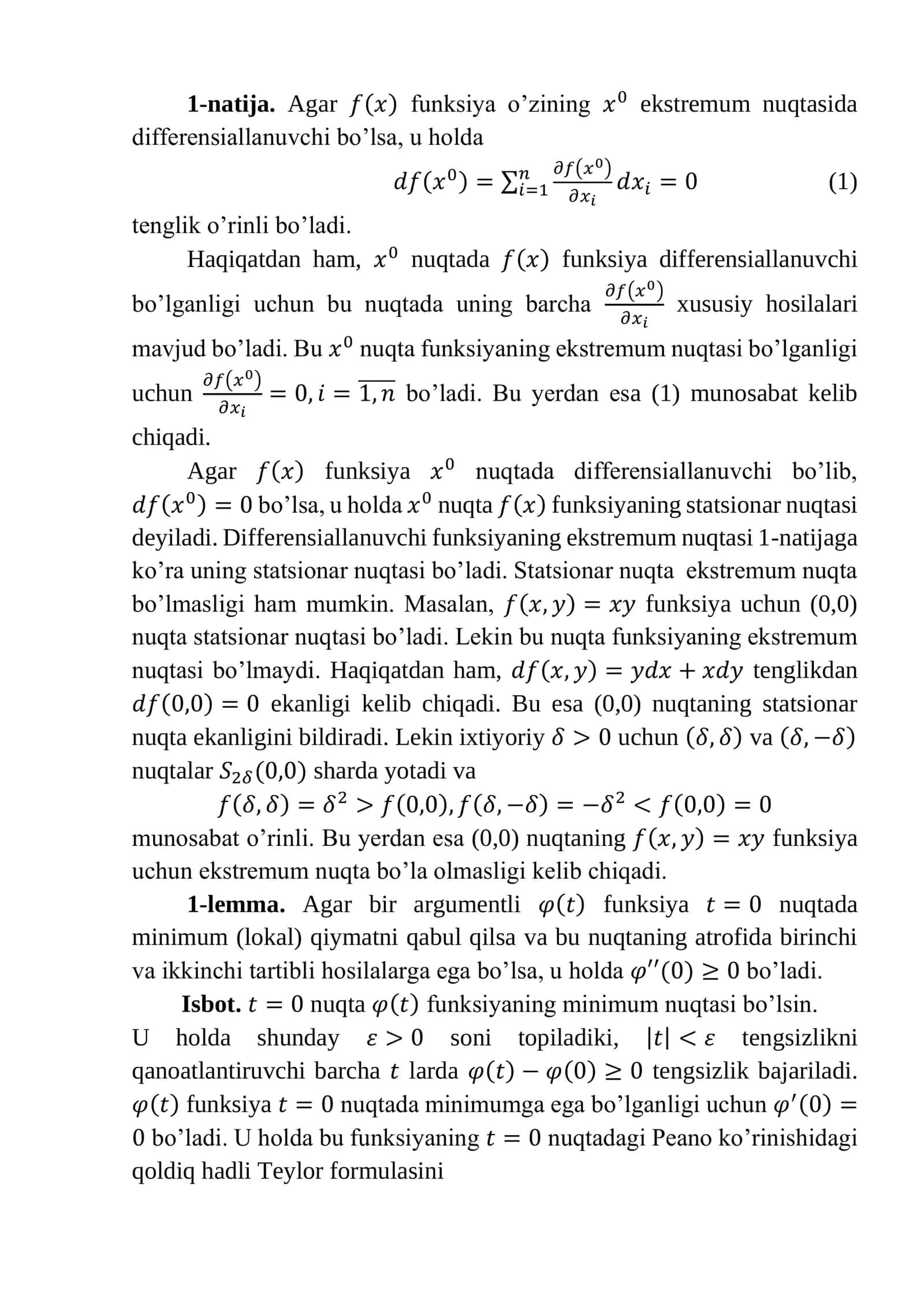 Ko‘p o‘zgaruvchili funksiyaning ekstremumlari 2