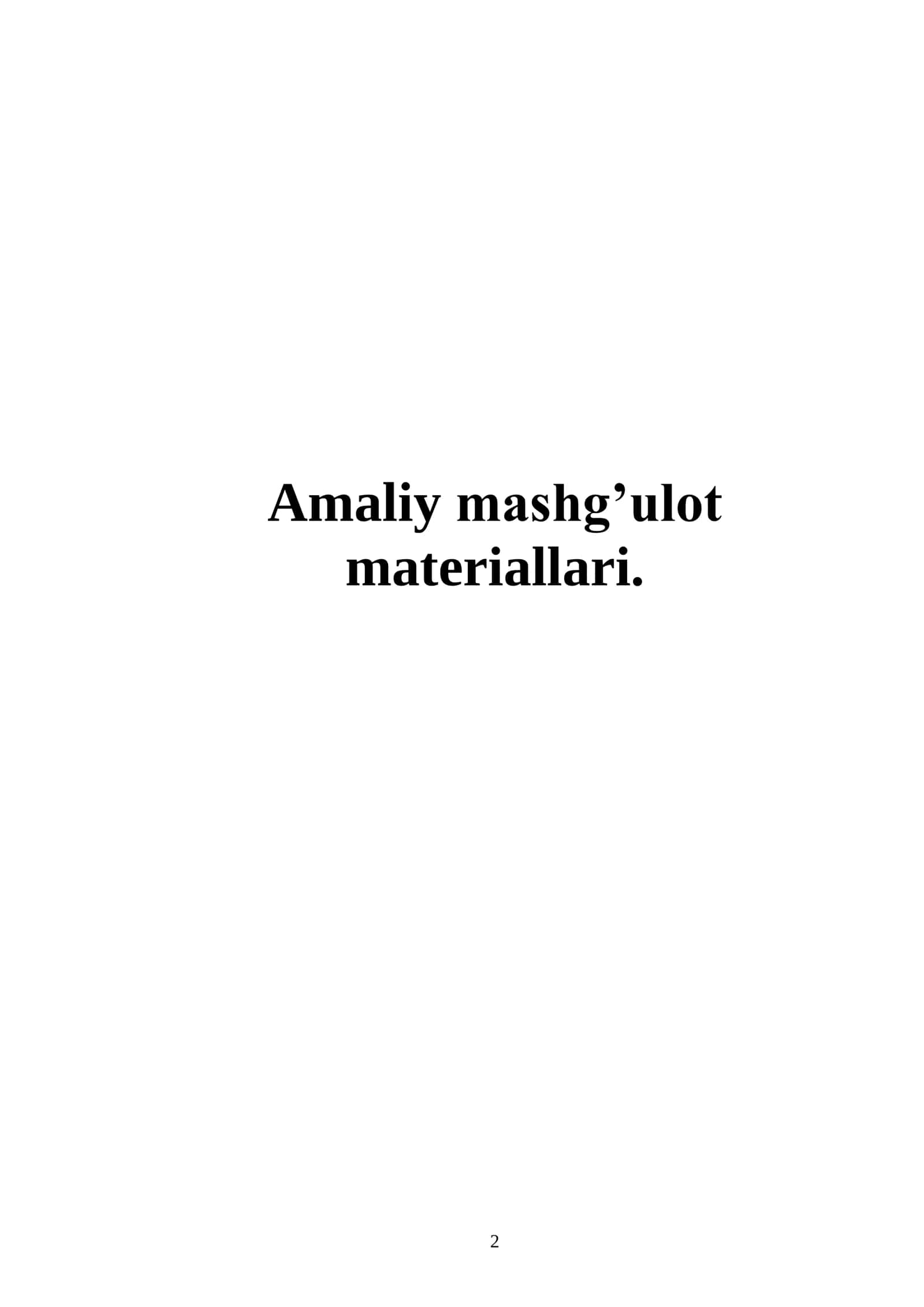 amaliy mashg'ulot materiallari 2