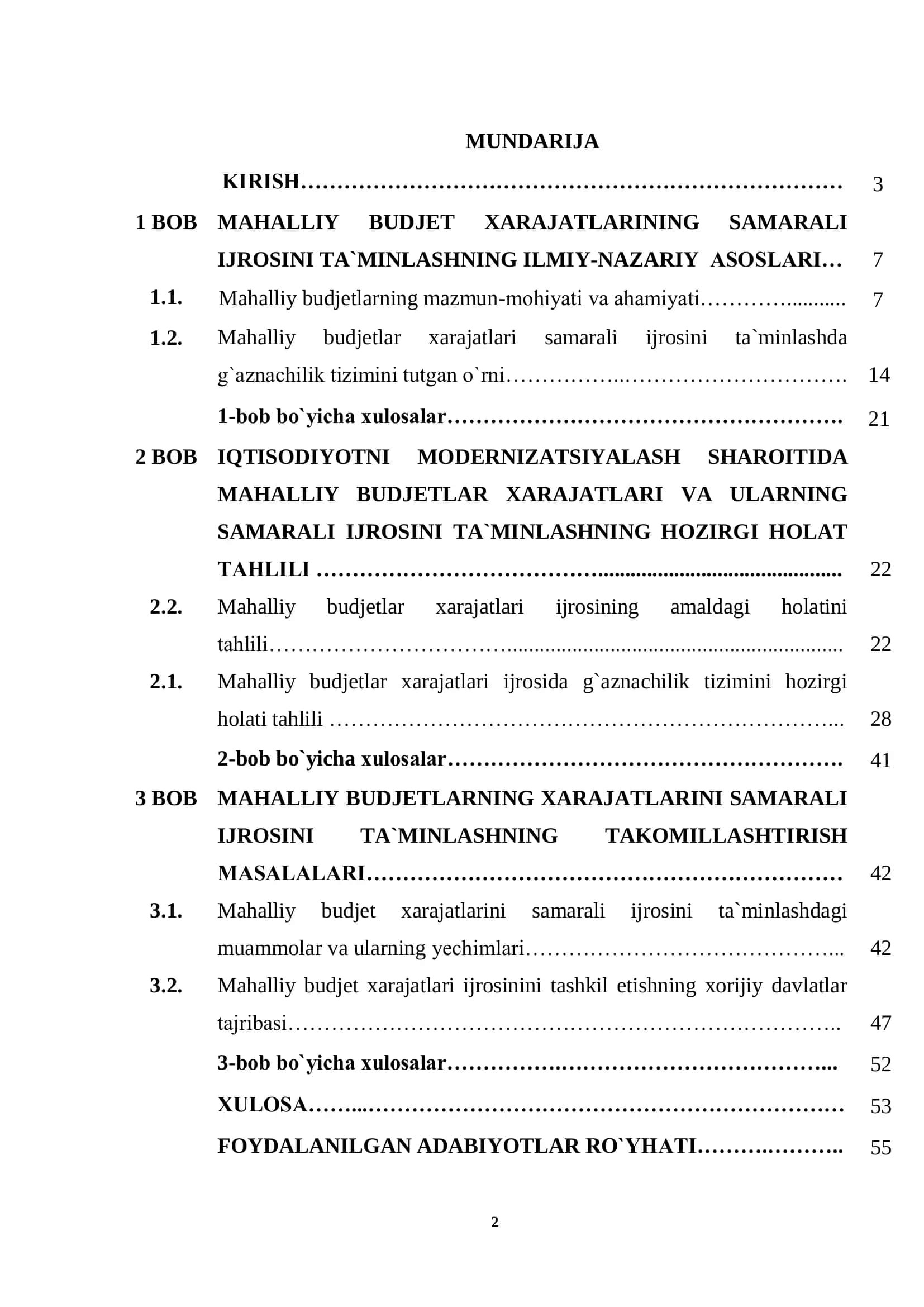 Mahalliy budjet xarajatlarini samarali ijrosini ta'minlash muammolari 2