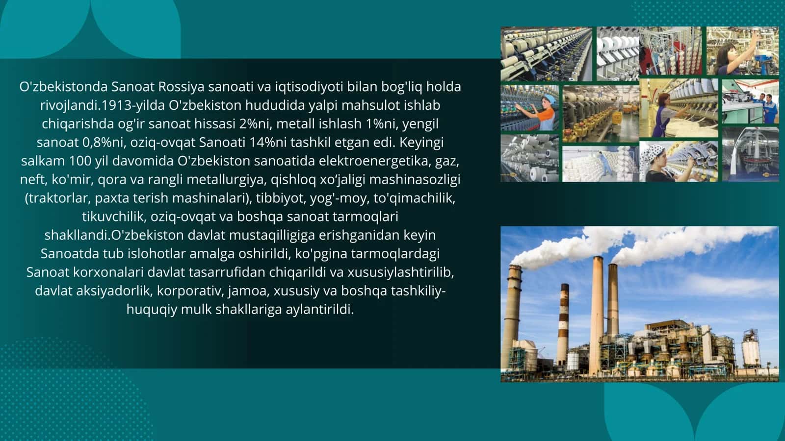 mustaqillik yillarida sanoatning rivojlanishi 2