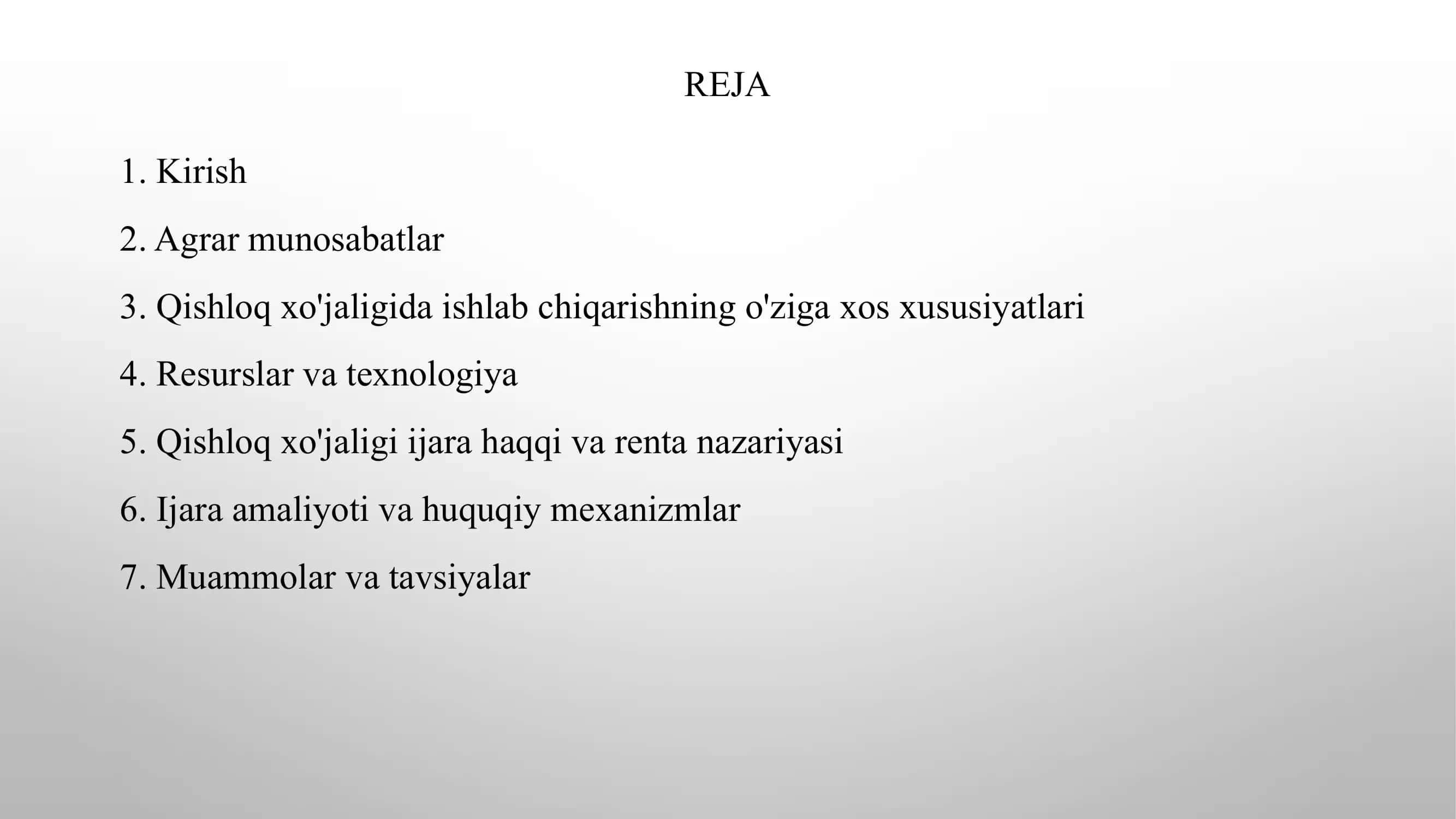 Agrar Munosabatlar va Qishloq xo'jaligida Ishlab Chiqarish 2