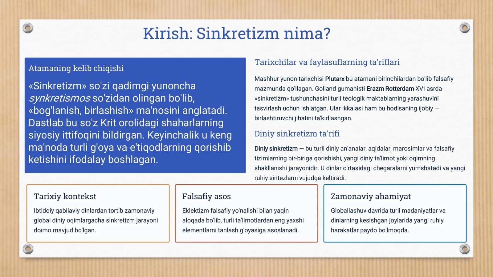 Islom va boshqa diniy aqidalar sinkretizmi natijasida shakllangan diniy ta'limotlar tarixi 2