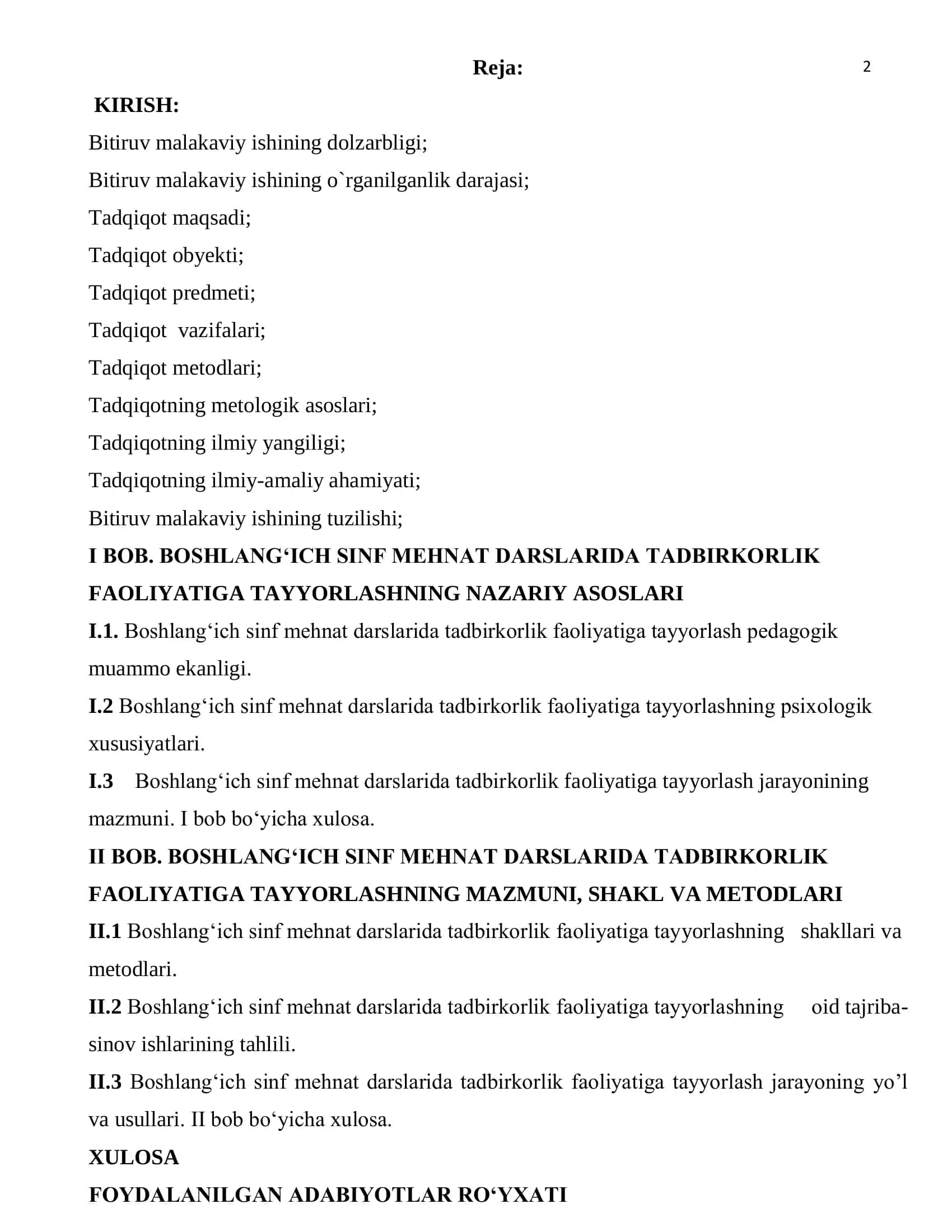 Boshlang„ich sinf mehnat darlarida tadbirkorlik faoliyatiga o„rgatish 2
