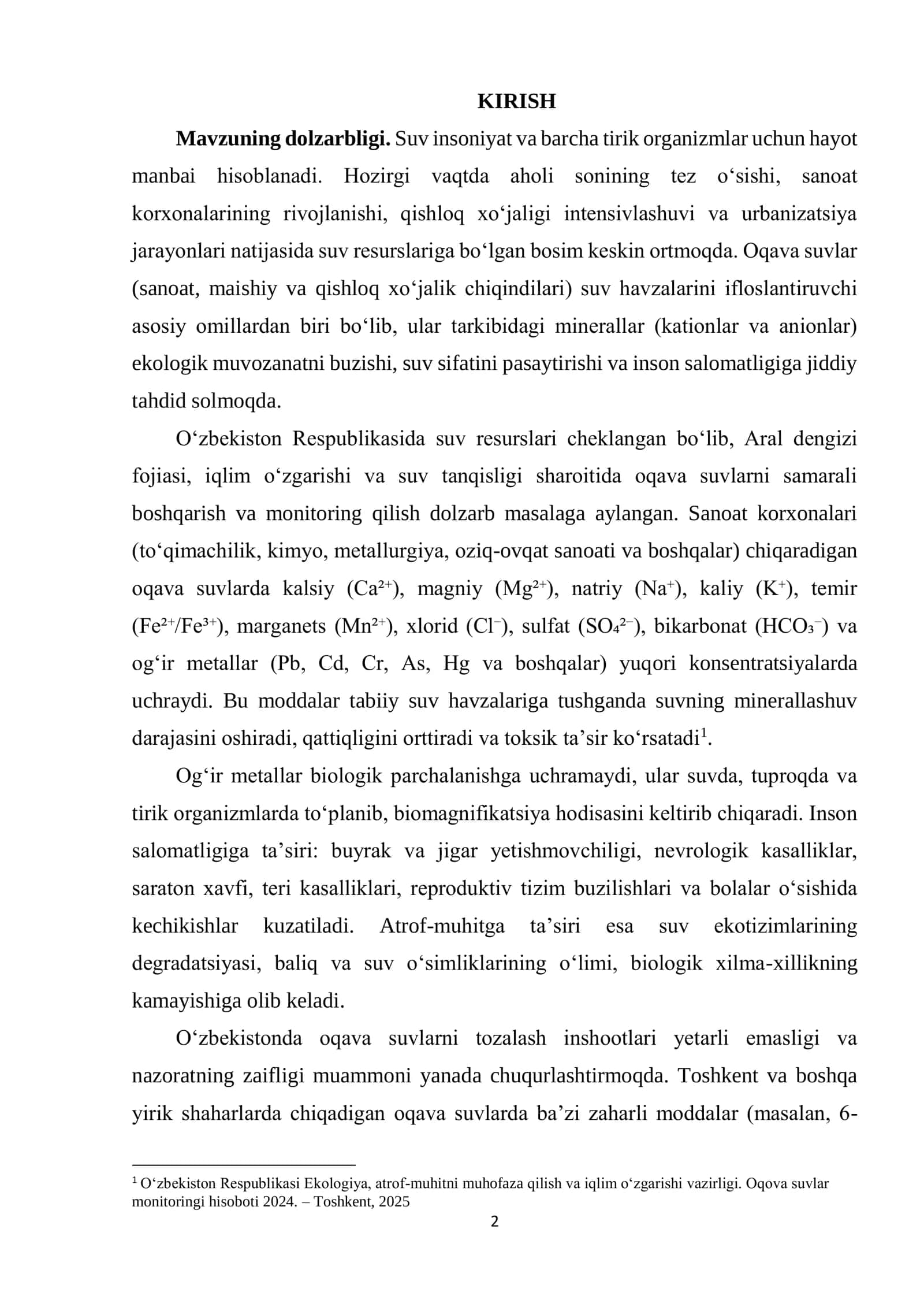 Oqava suvlarning tarkibidagi minerallarni kimyoviy usulda aniqlash 2