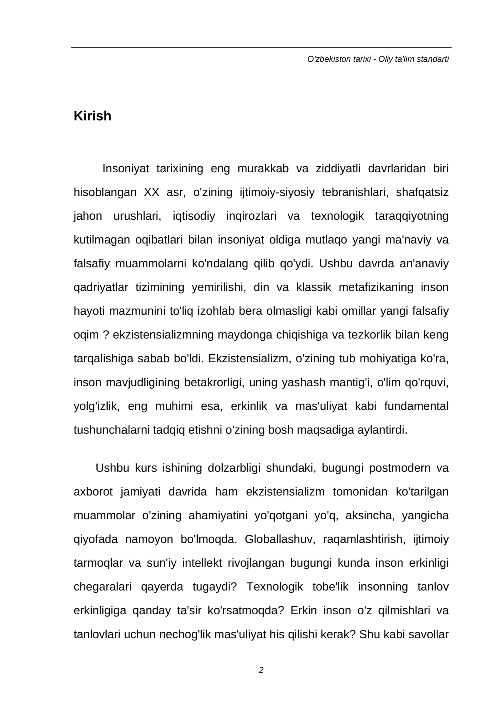 Zamonaviy ekzistensializm falsafasida erkinlik va mas'uliyat 2