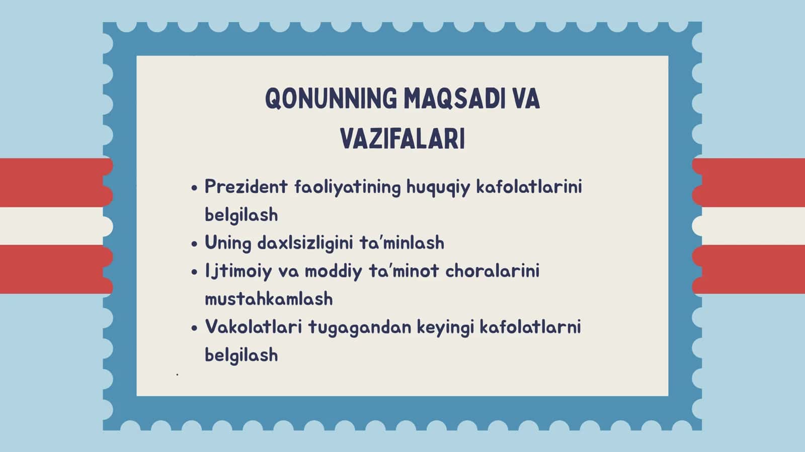 OʻZBEKISTON RESPUBLIKASI PREZIDENTI FAOLIYATINING ASOSIY KAFOLATLARI QABUL QILINGAN SANA 25 APREL 2003 YIL QONUN RAQAMI 480-II 2
