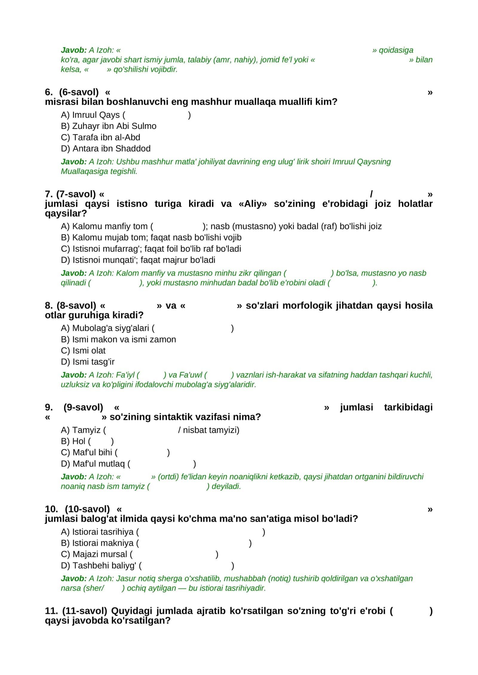 ARAB TILI (IIIII IIIIIII - MILLIY SERTIFIKAT & CEFR C1/AL-FUSHA) EXPERT / MILLIY SERTIFIKAT (OLIY QIYINLIK DARAJASI) 2