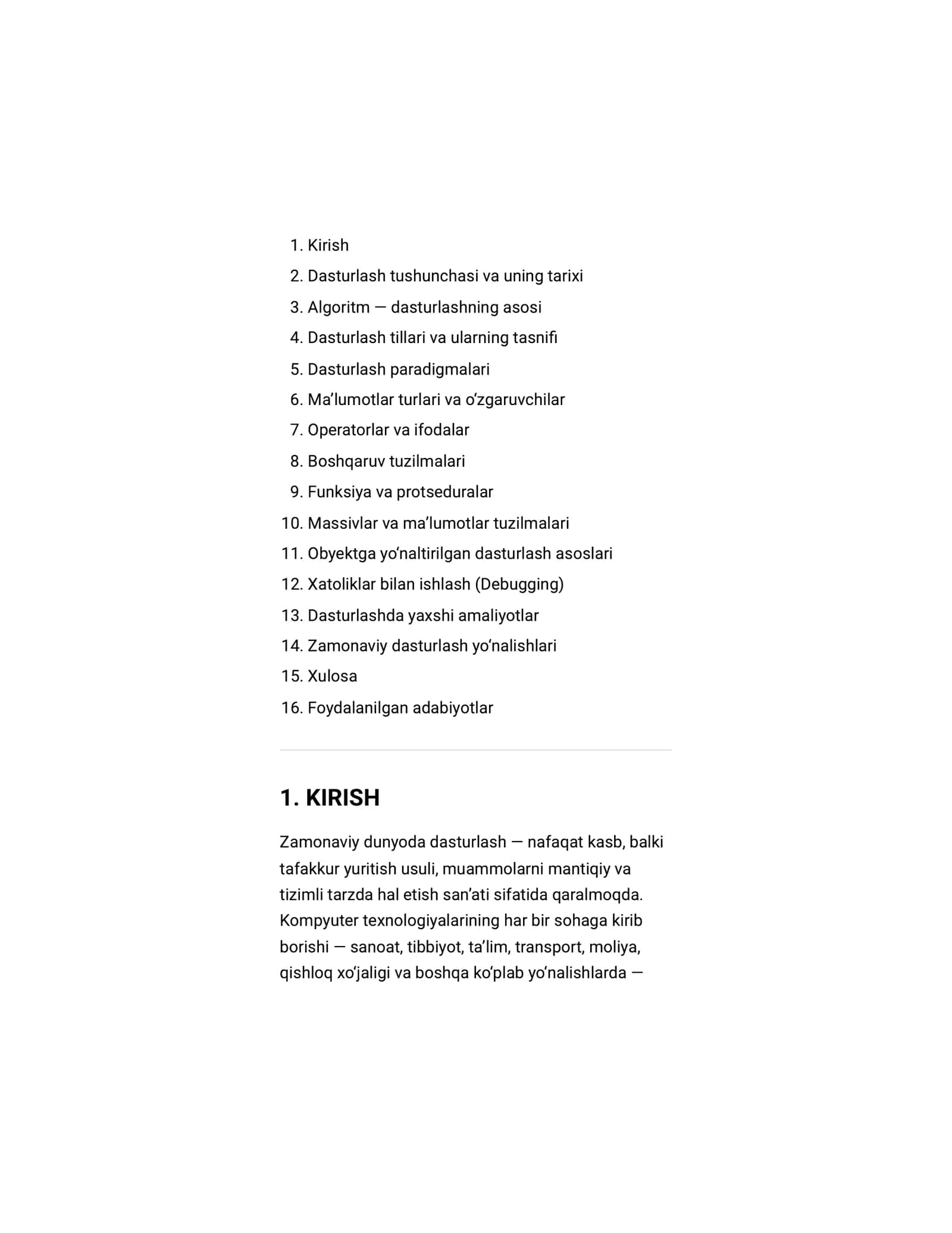 Referat dasturlash asoslari 2