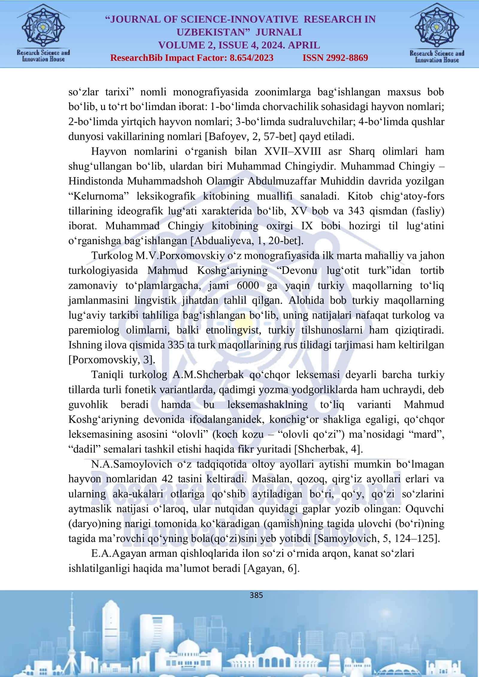 TILSHUNOSLIKDA ZOONIMLARNING O‘RGANILISHI 2