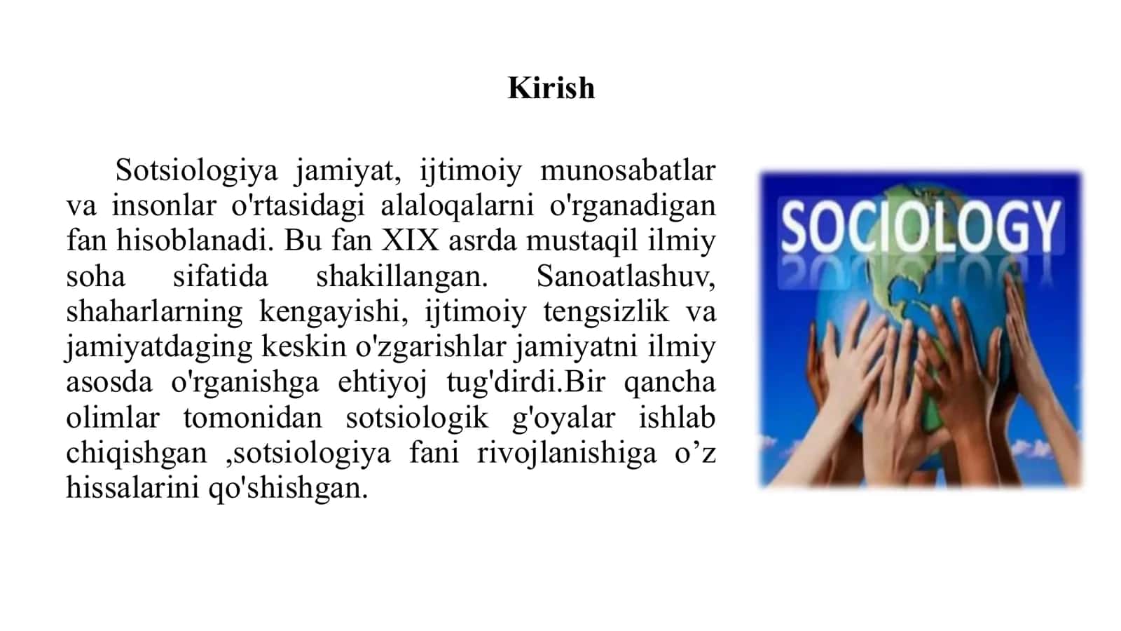 Sotsiologiyaning shakillanish tarixi O.Kont, E.Dyurkgeyim, M.Veber go'yalari 2