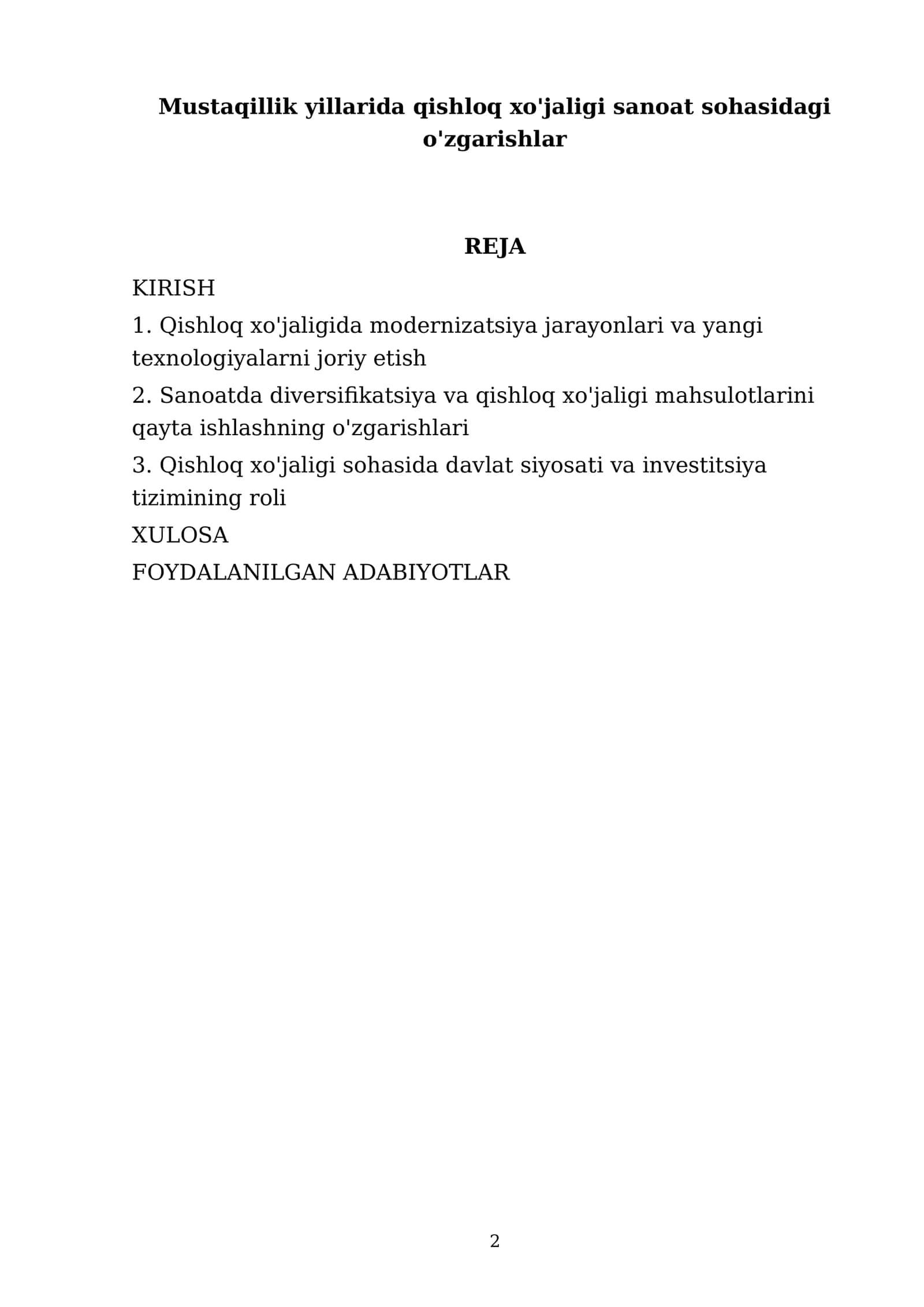 Mustaqillik yillarida qishloq xo'jaligi sanoat sohasidagi o'zgarishlar 2