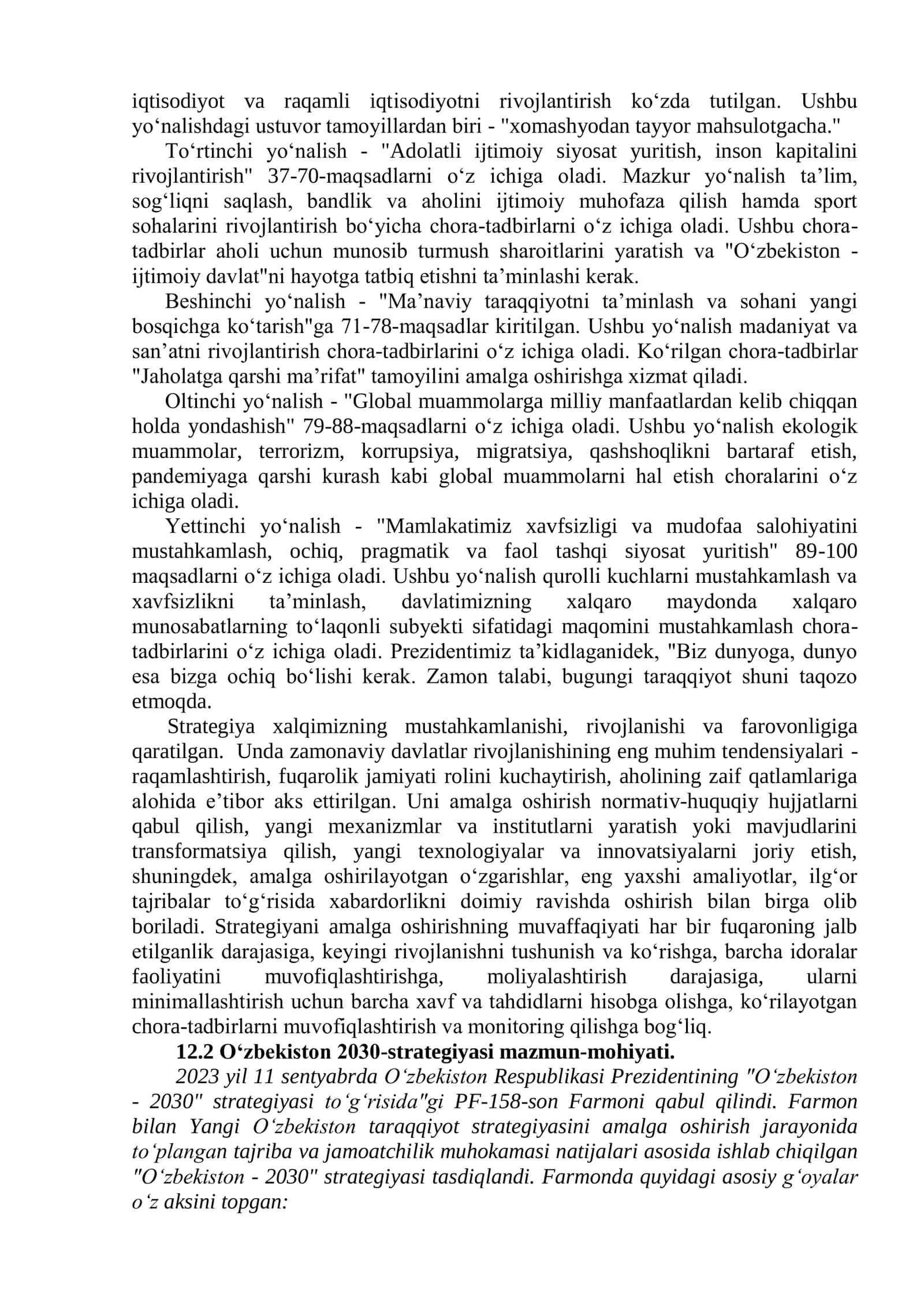 Yangi O‘zbekiston Prezidenti Sh.M.Mirziyoyevning rahbarligi ostida amalga oshirilayotgan islohotlar 2