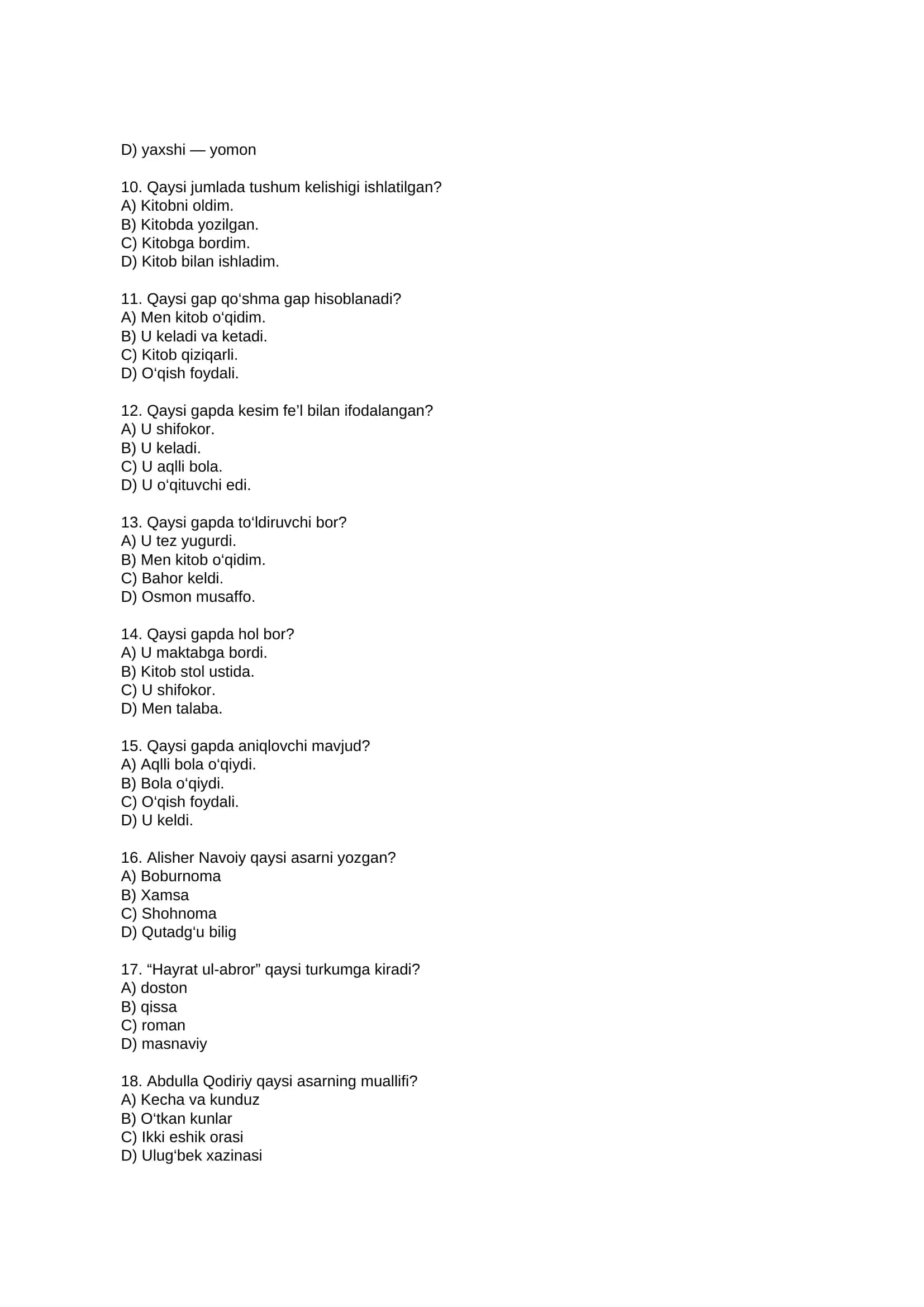 Ona tili test 2