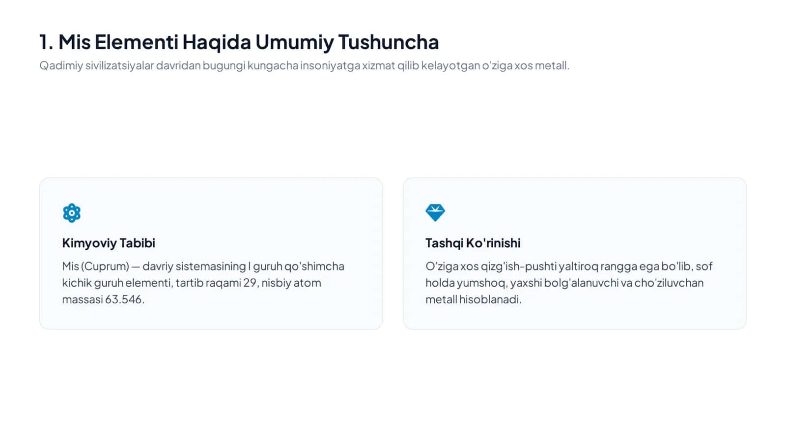 Mis elementi haqida taqdimot 2
