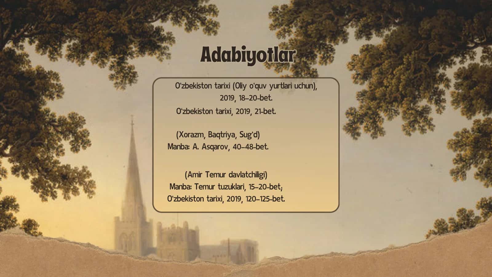 O‘zbekiston tarixi (Oliy o‘quv yurtlari uchun), 2019, 18–20-bet 2