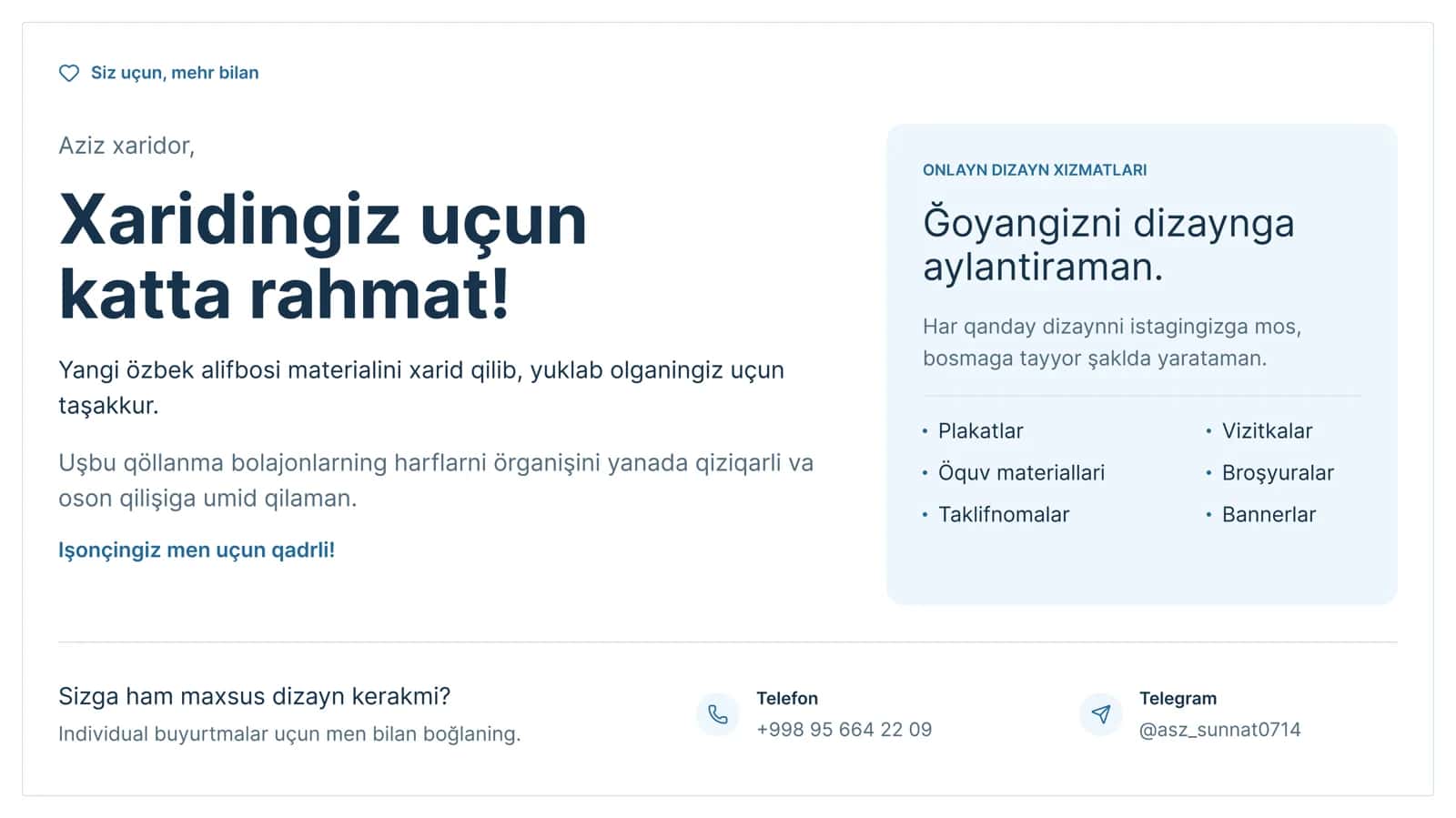 A4 Formatdagi Yangi O'zbek Alifbosi Jadvali. 2