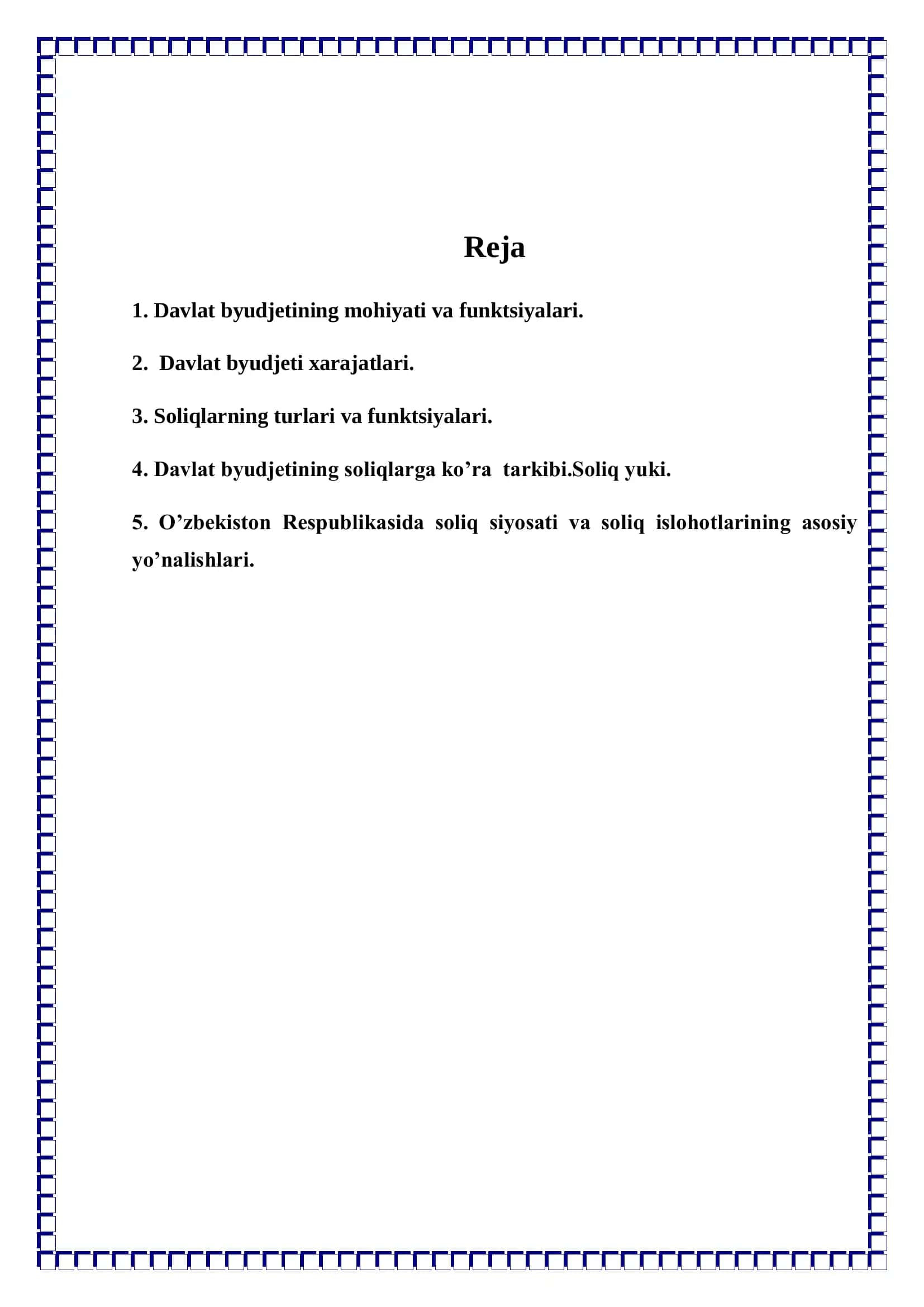 Davlat Byudjeti va Soliq Siyosati 2