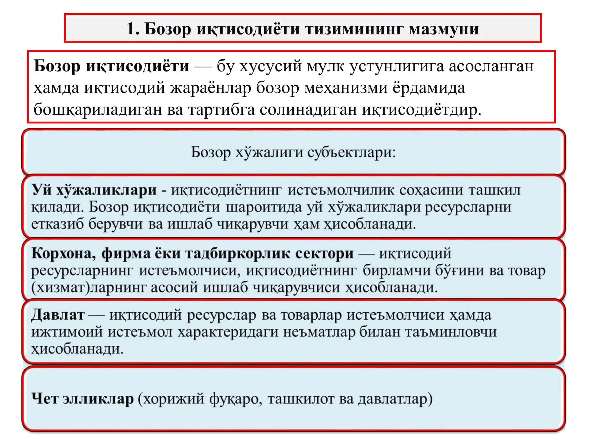 Бозор иқтисодиёти тизимининг мазмуни 2