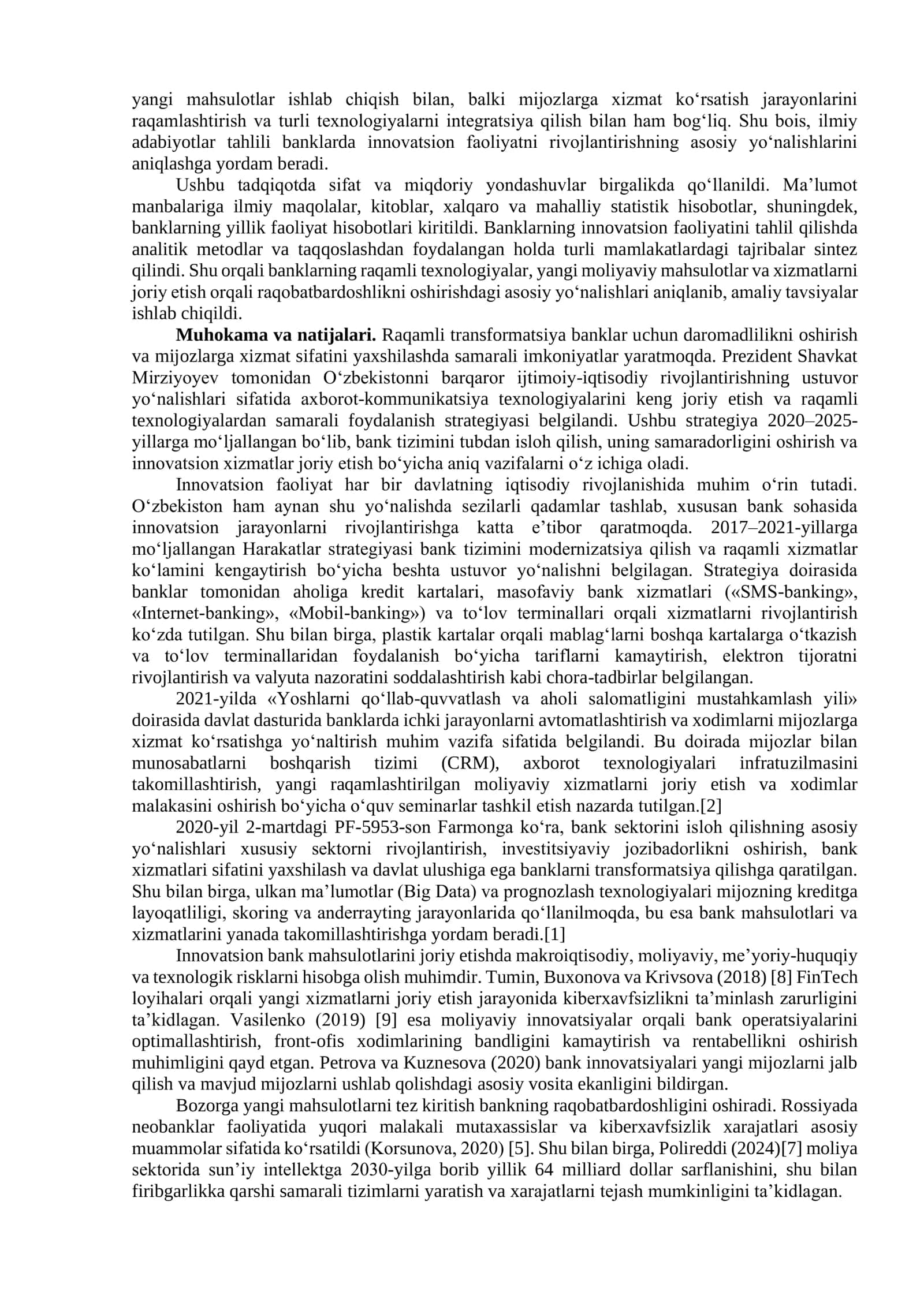 BANK INNOVATSION FAOLLIGINI OSHIRISHNING ASOSIY YO‘NALISHLARI 2