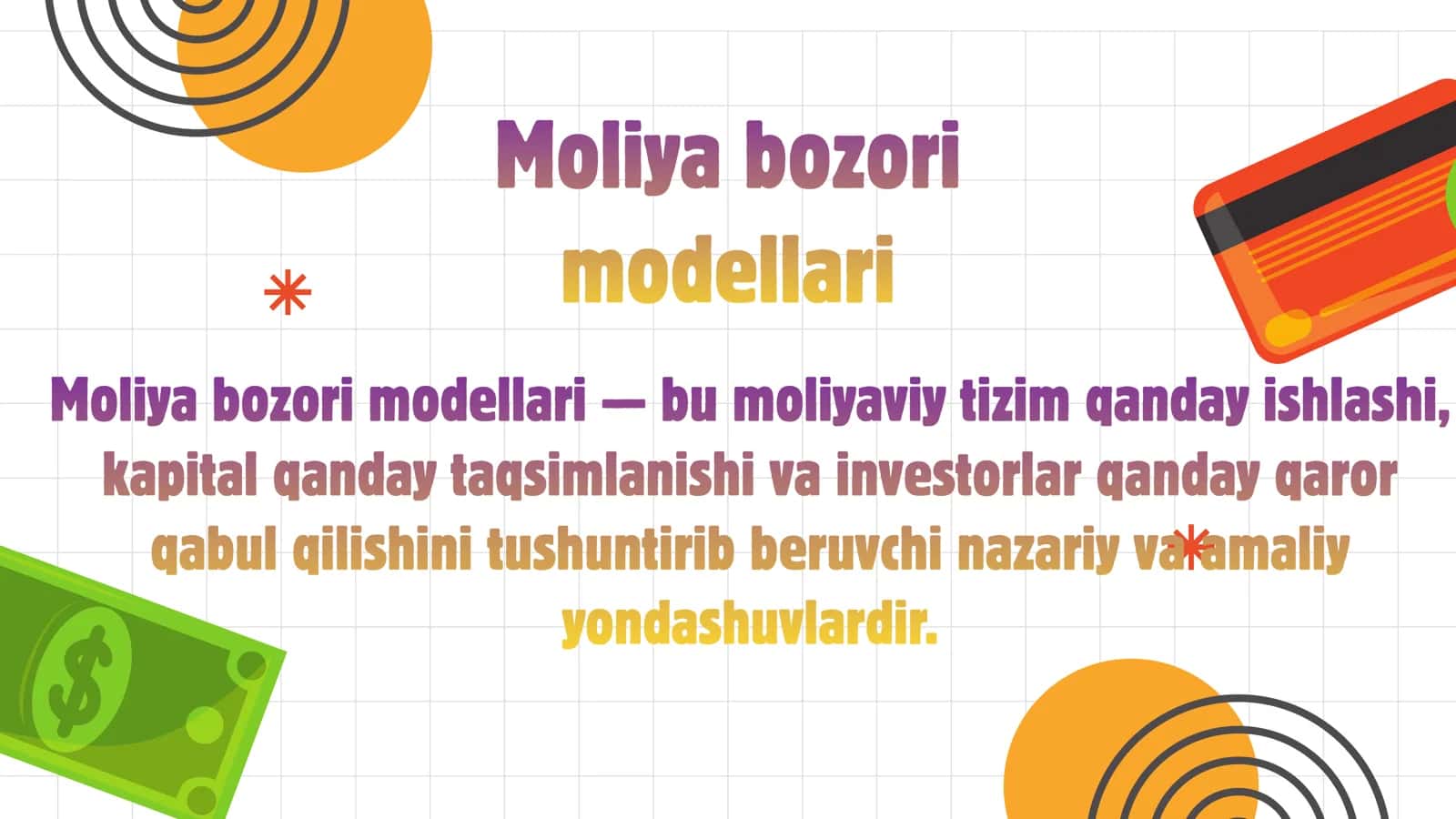 Moliya bozori modellari va ularning alohida xususiyatlari 2