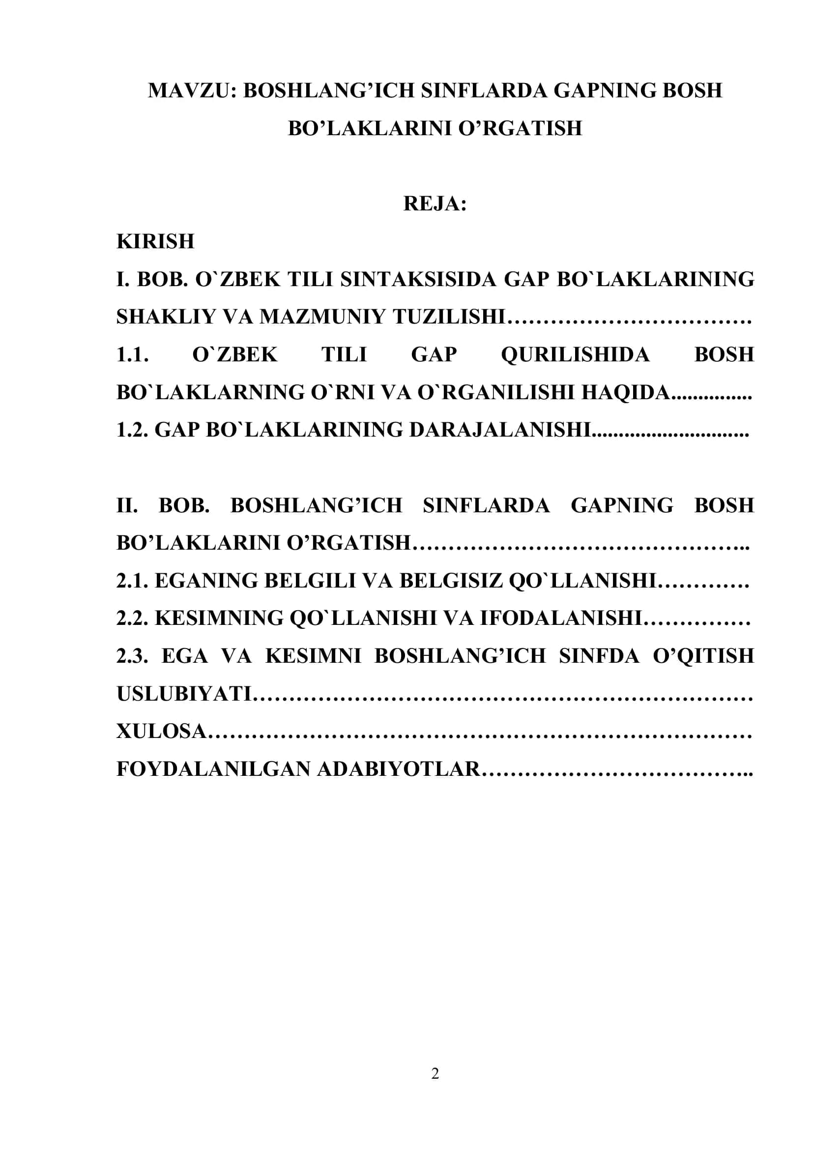 Boshlang’ich SINFLARDA GAPNING BOSH BO’LAKLARINI O’RGATISH 2