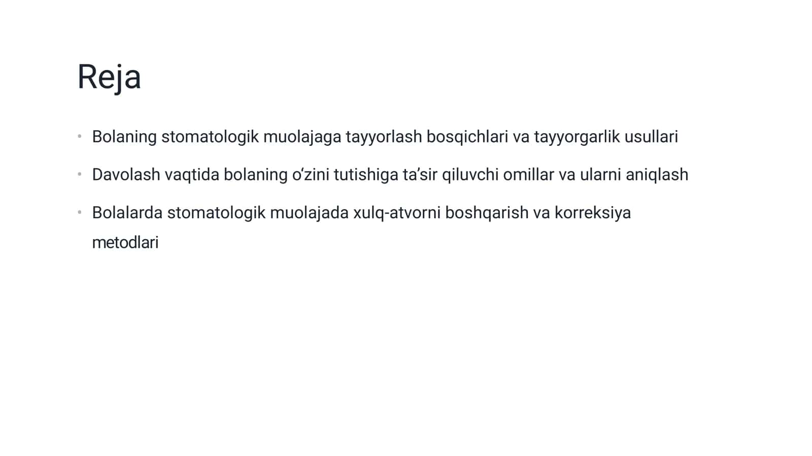 Bolaning stomatologik muolajaga tayyorlash bosqichlari va tayyorgarlik usullari 2