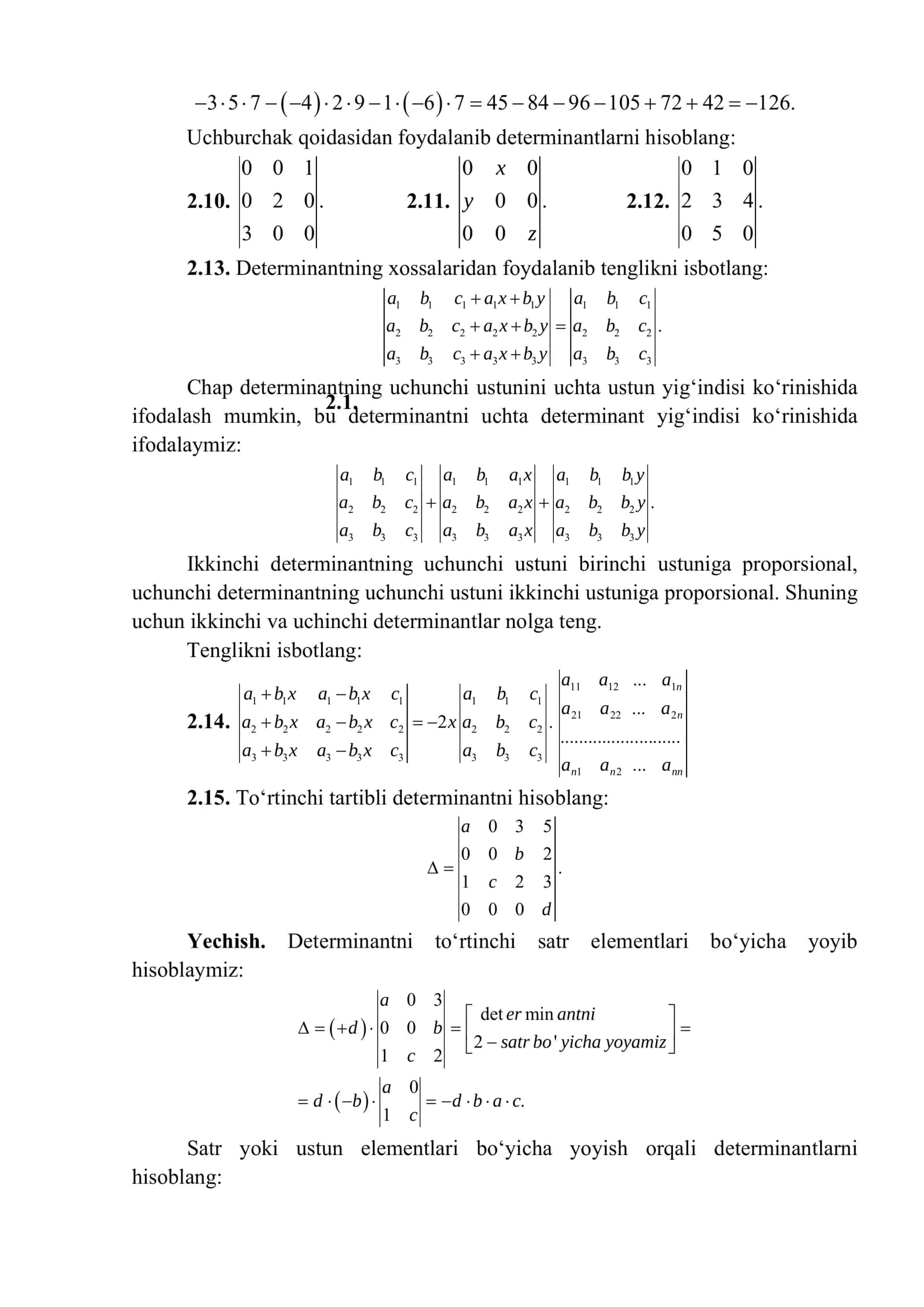 2-amaliy mashg‘ulot. Determinantlar nazariyasi 2