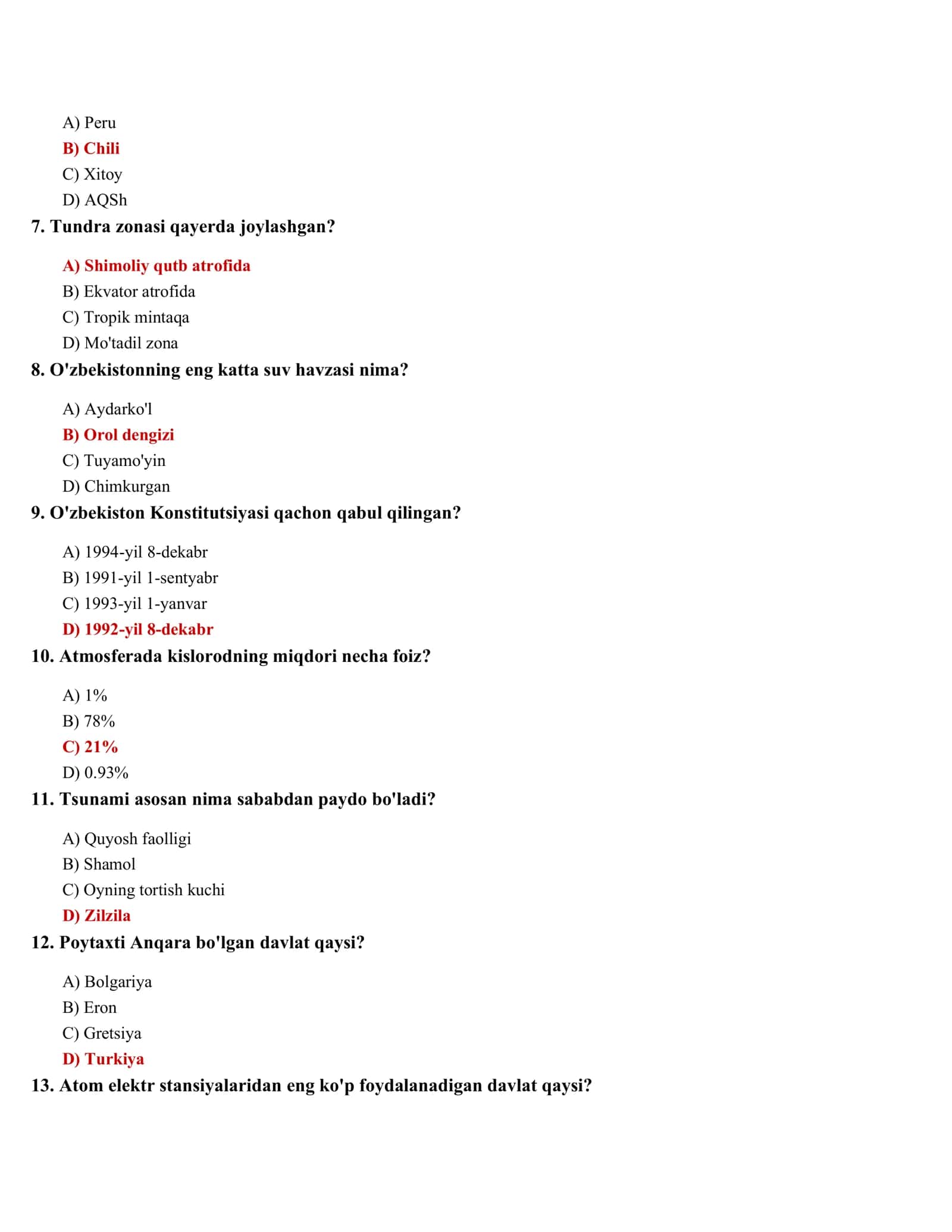 GEOGRAFIYA FANIDAN TESTLAR (500 ta) 2