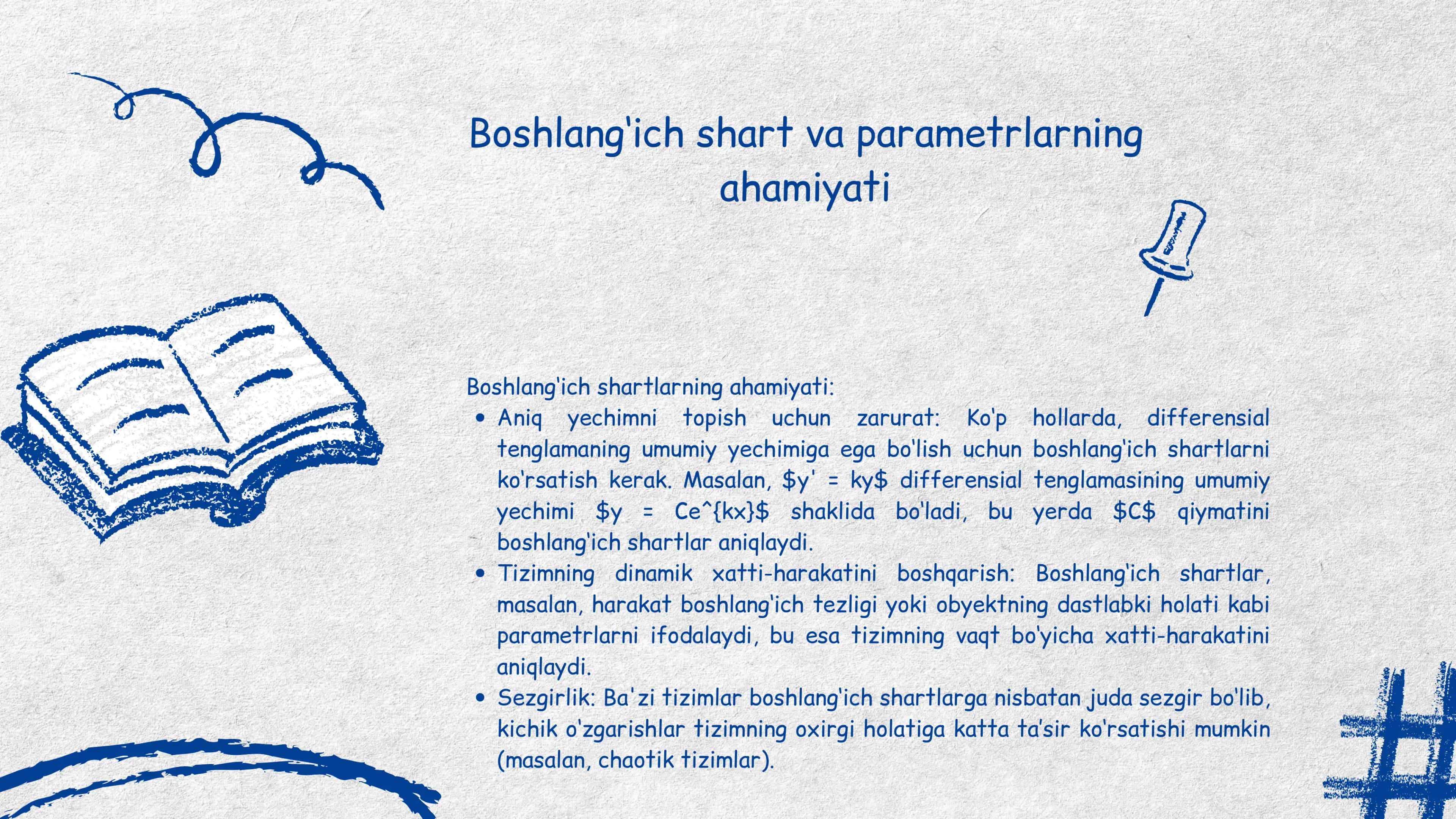 Yechimning boshlang’ich shartga va parametrga uzluksiz bog’liqligi. 2