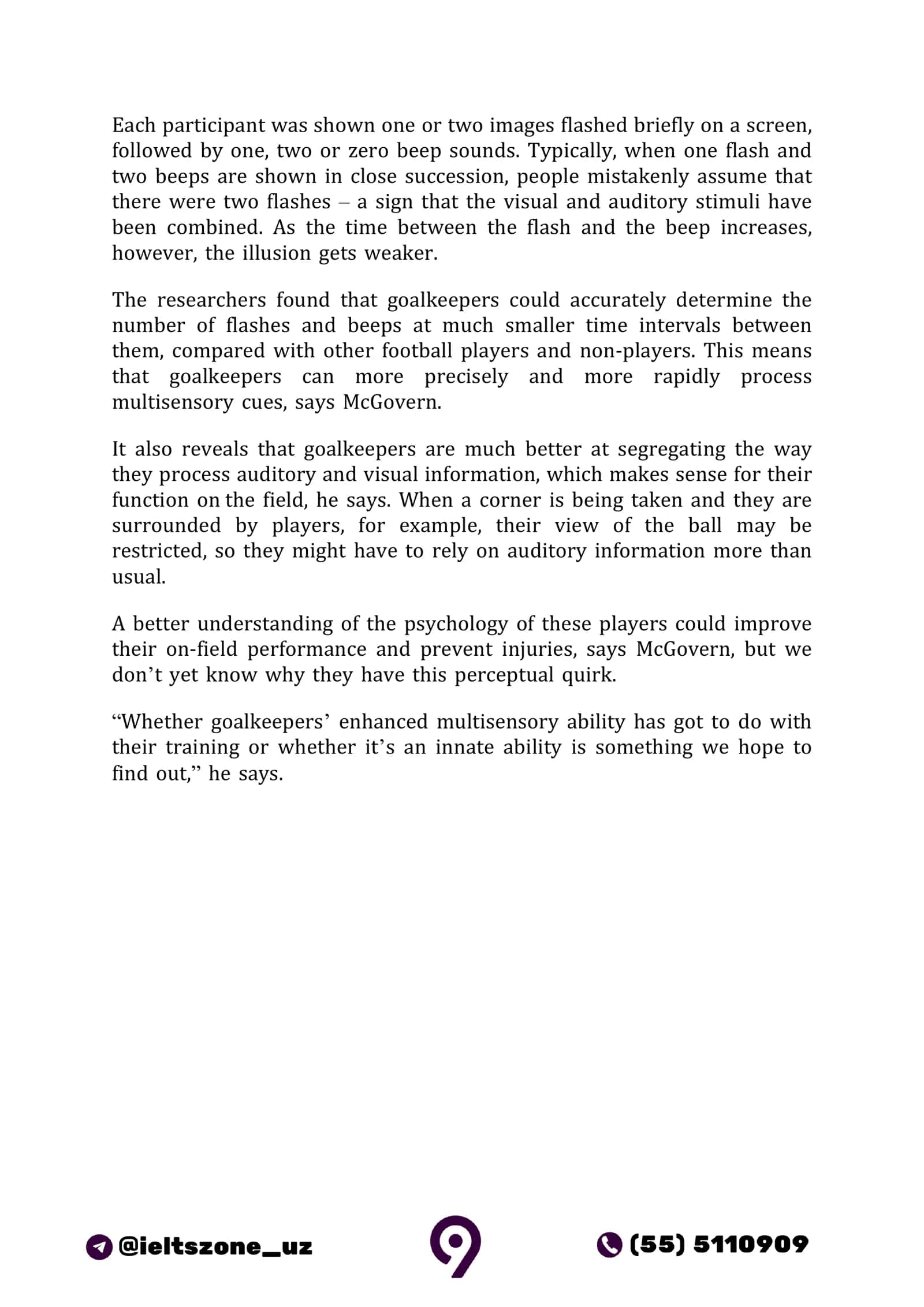 Professional Goalkeepers' Perception of the World 2