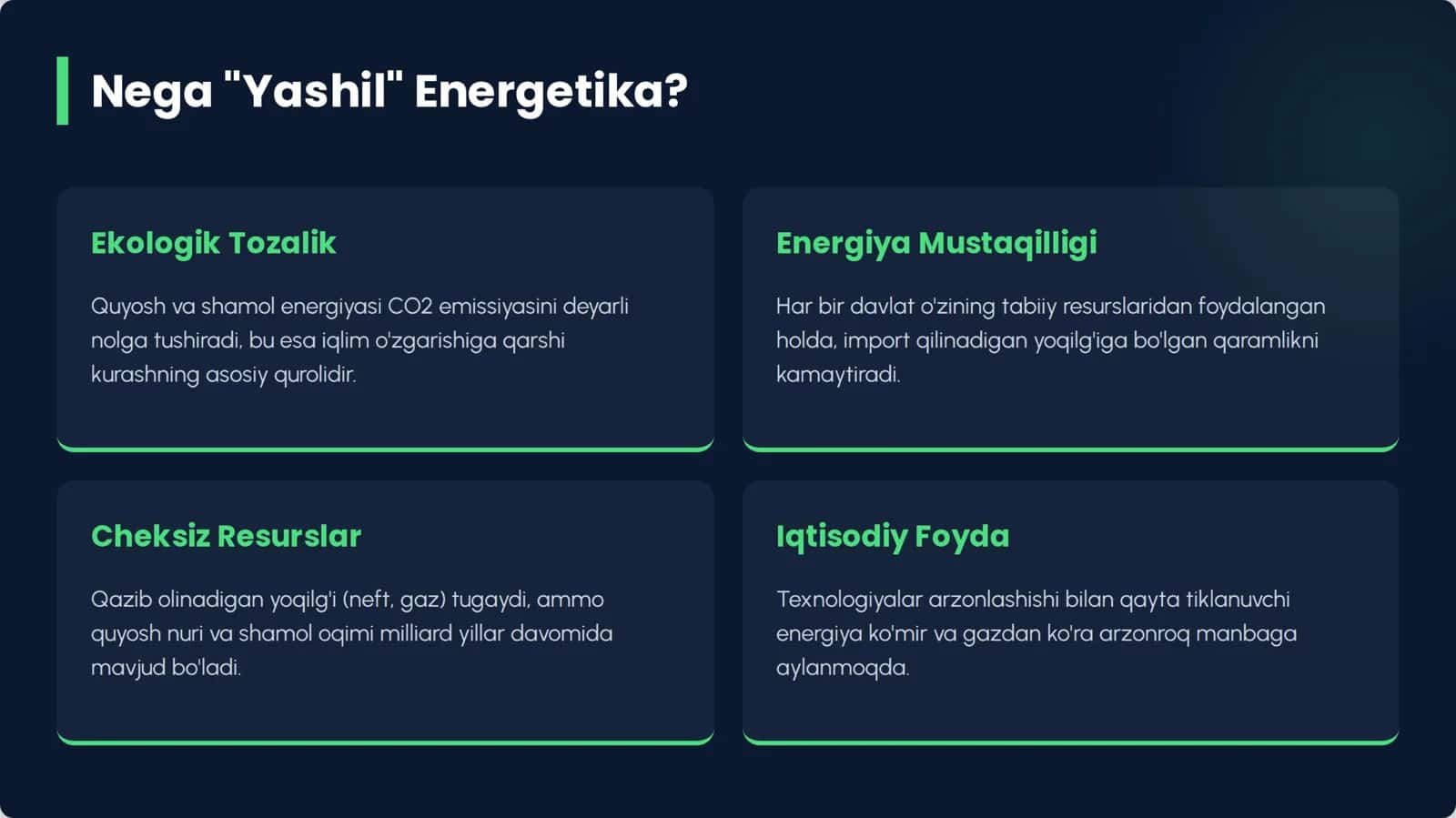 Muqobil energiya kelajagi 2
