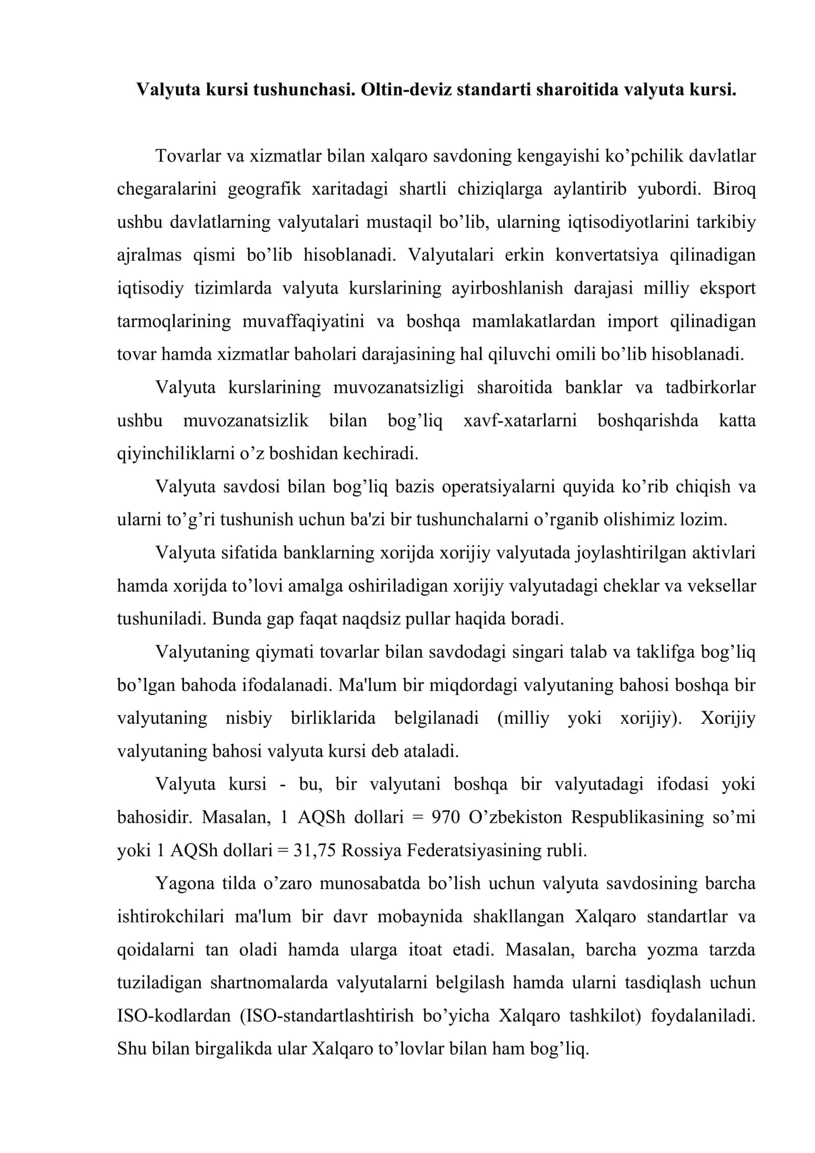 Valyuta kursi 2