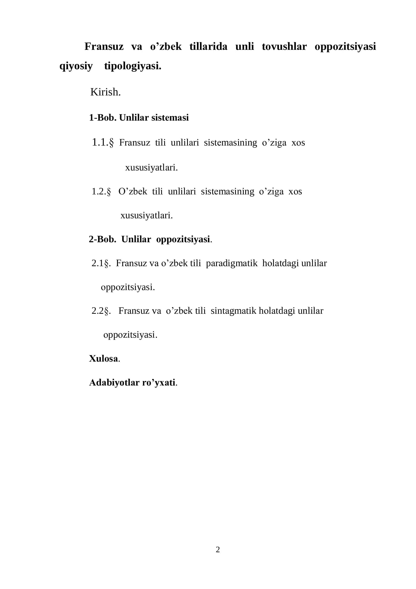 Frаnsuz vа o’zbеk tillаridа unli tоvushlаr оppоzitsiyasi qiyosiy tipоlоgiyasi 2
