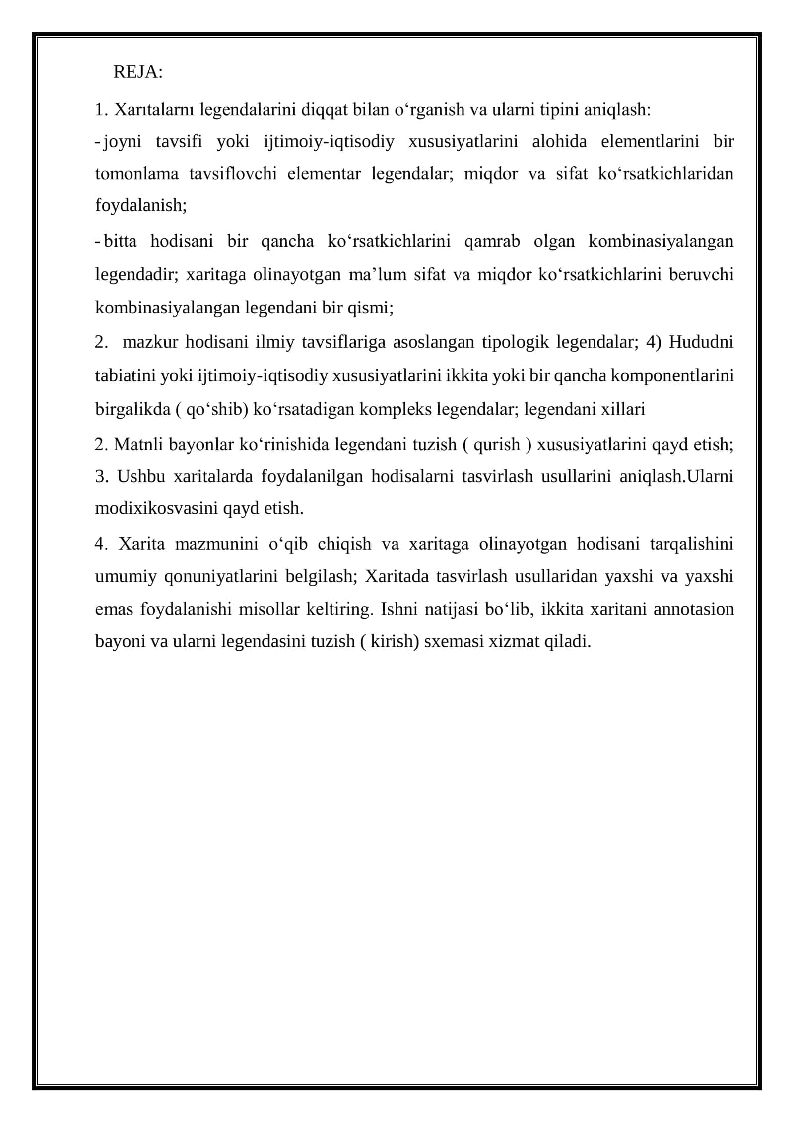 Tabiiy xaritalar mazmunini tahlil qilish. 2