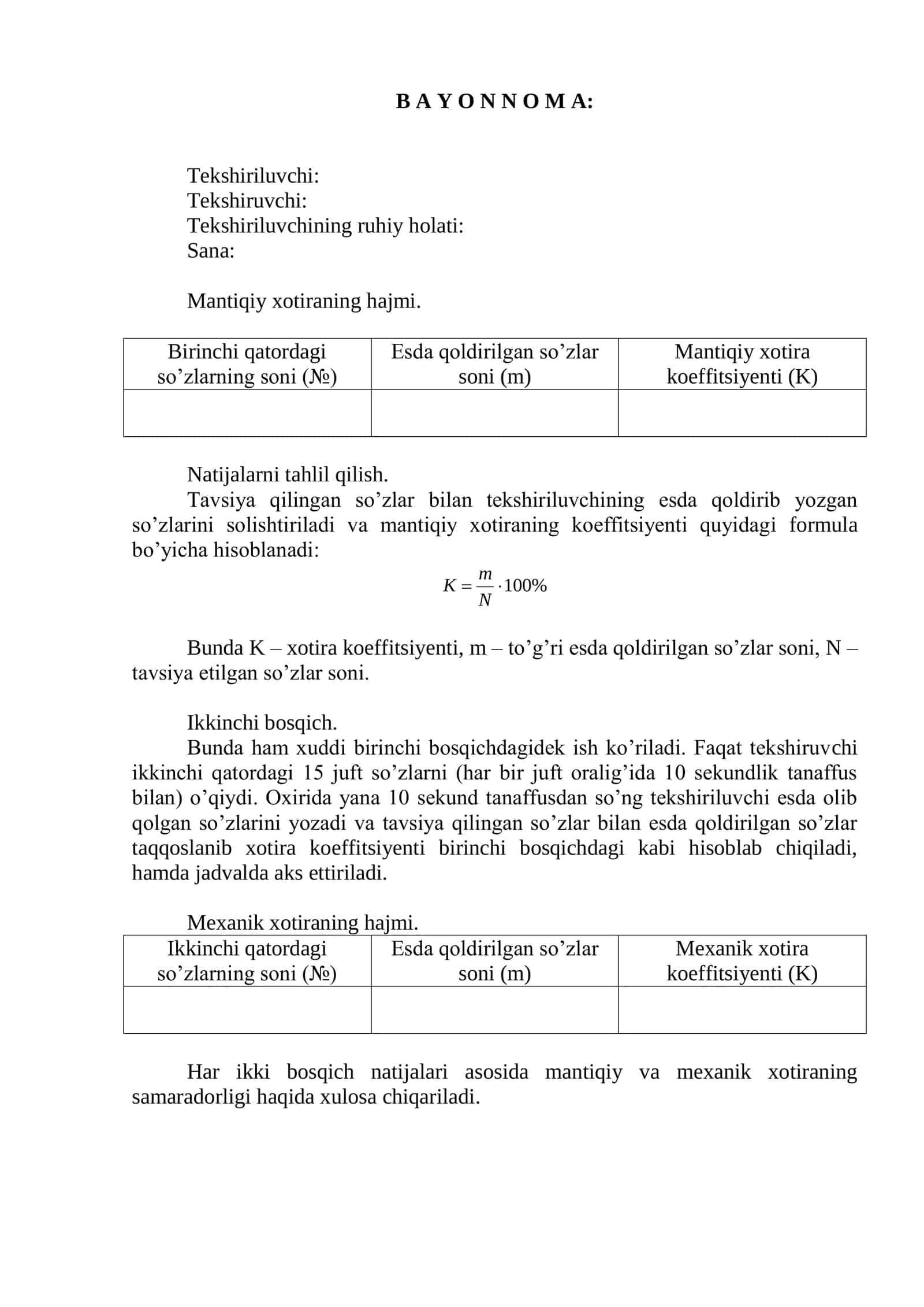 MANTIQIY VA MEXANIK XOTIRANI O’RGANISH 2