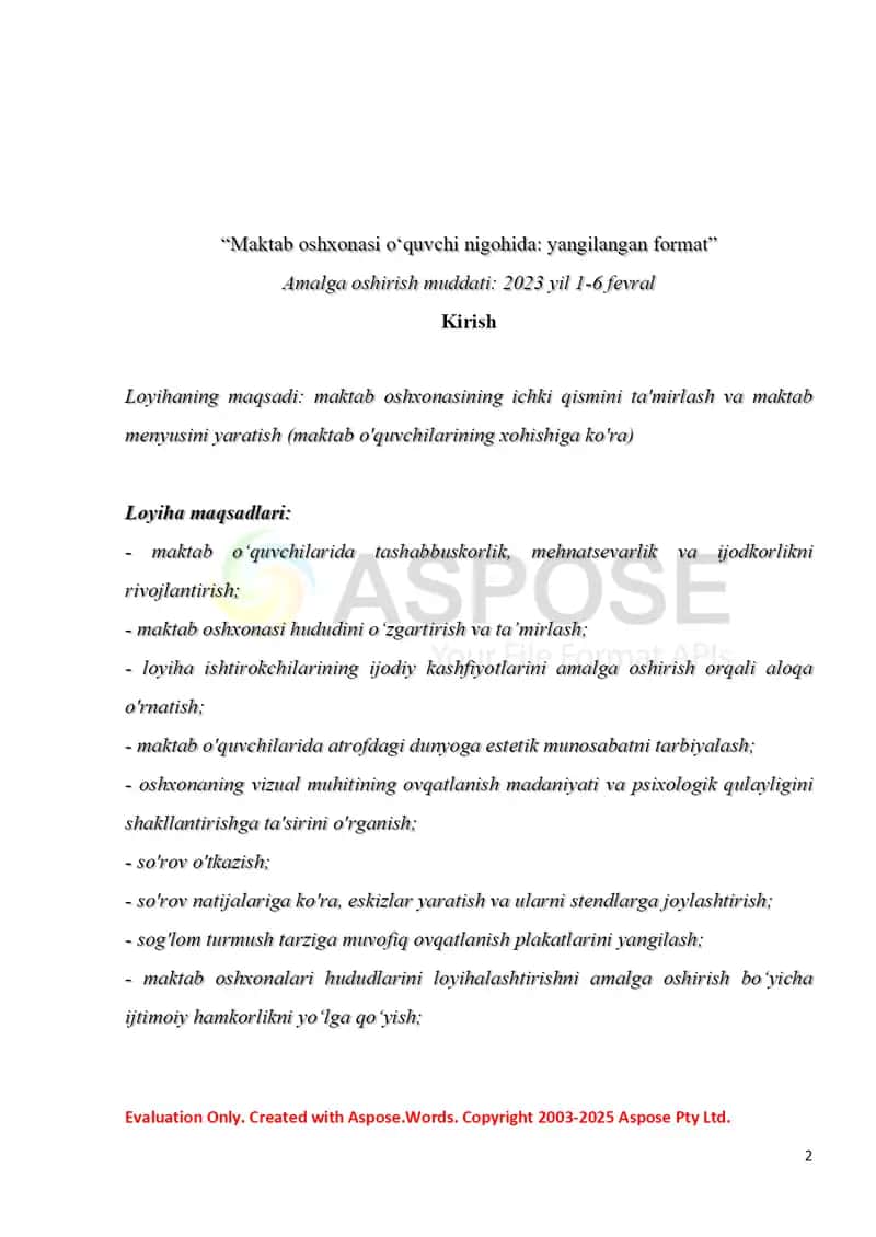 "Maktab oshxonasi o‘quvchi nigohida yangilangan format" tanlovi 2